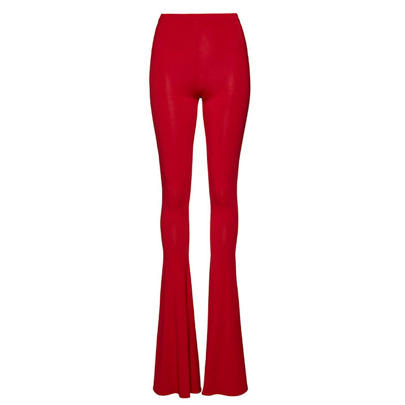 Premium High Waist Skinny Flare Beach Pants - Bold Red