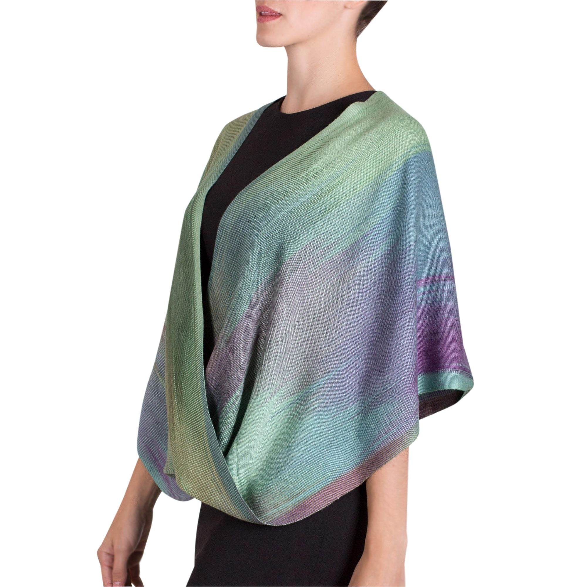 Premium Handwoven Rayon Poncho - Asymmetric Design from Guatemala