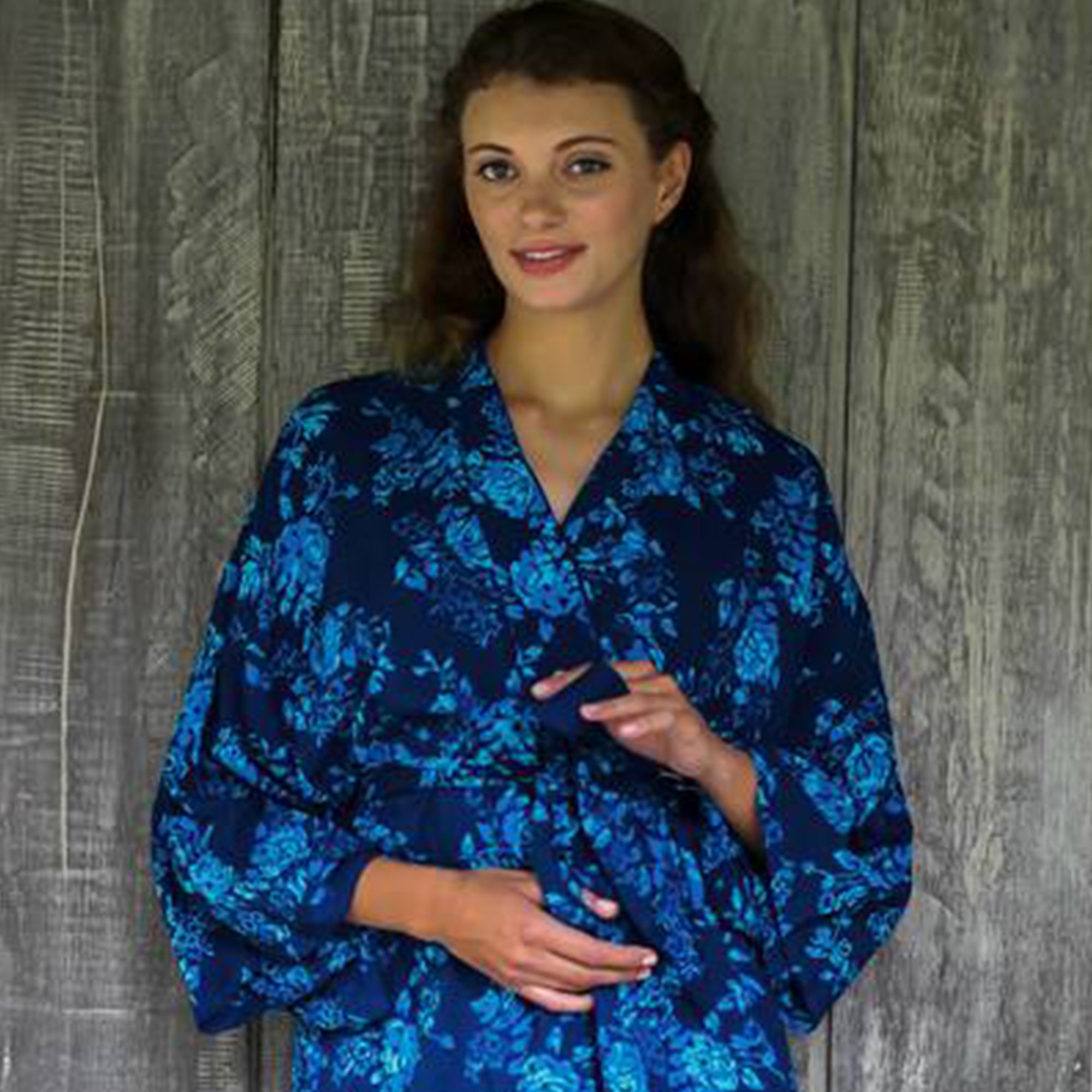 Premium Handcrafted Batik Kimono Robe - Midnight Blue