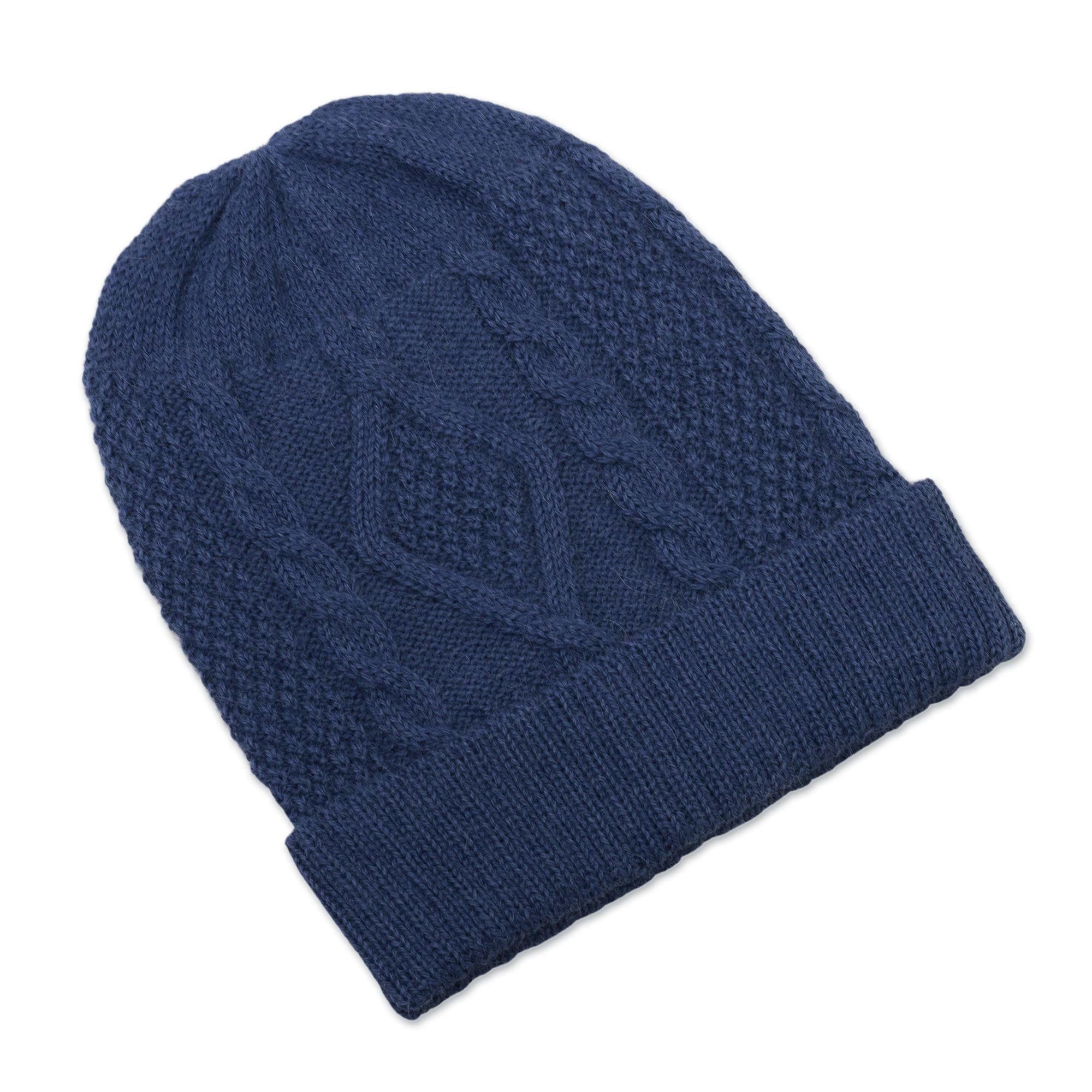 Premium Azure Alpaca Knit Unisex Watch Cap - Handcrafted in Peru