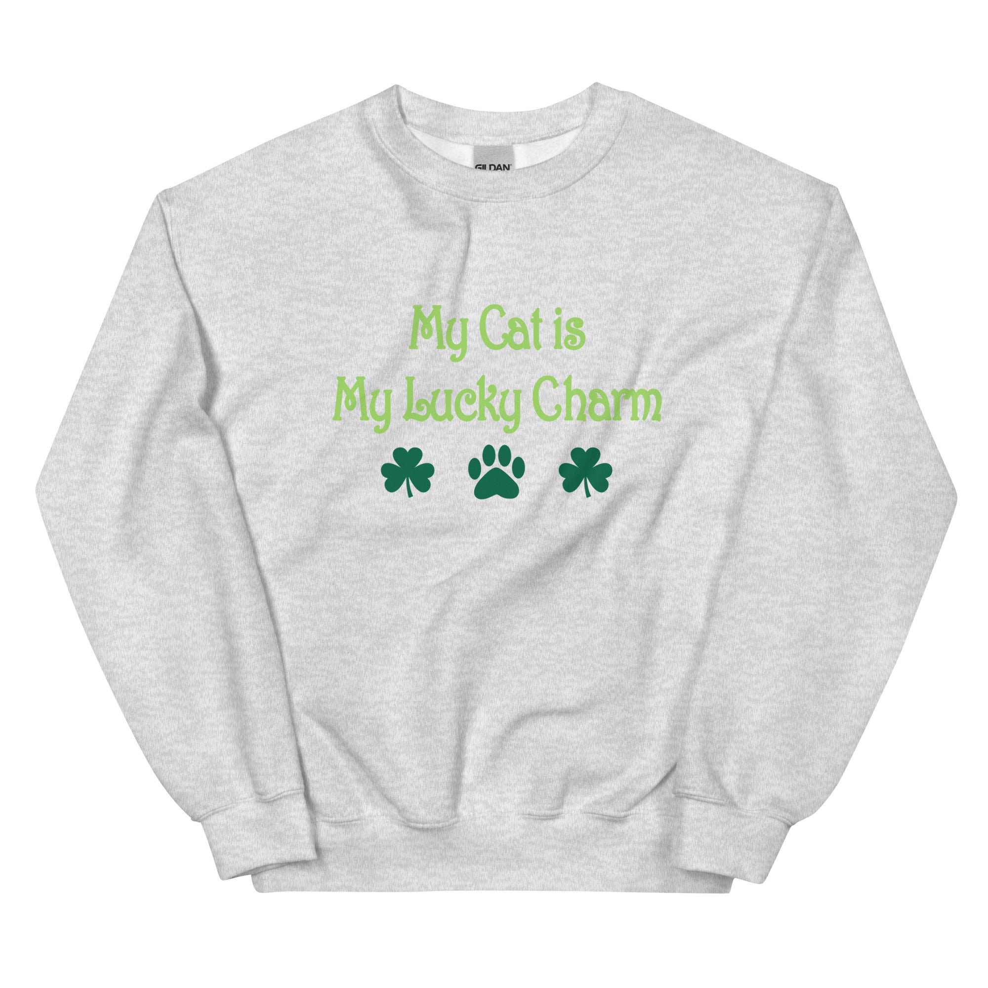 Premium 'My Cat Is My Lucky Charm' Crewneck Sweatshirt - Ultimate Comfort for Cat Lovers