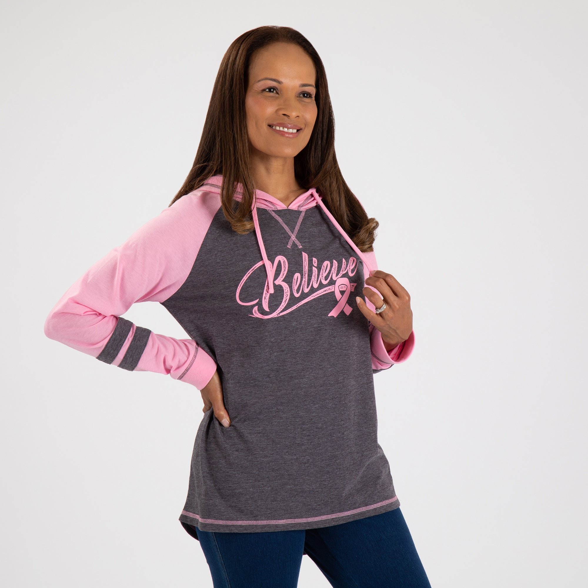 Premium Believe Pink Ribbon Hooded Tee - Symbol of Strength