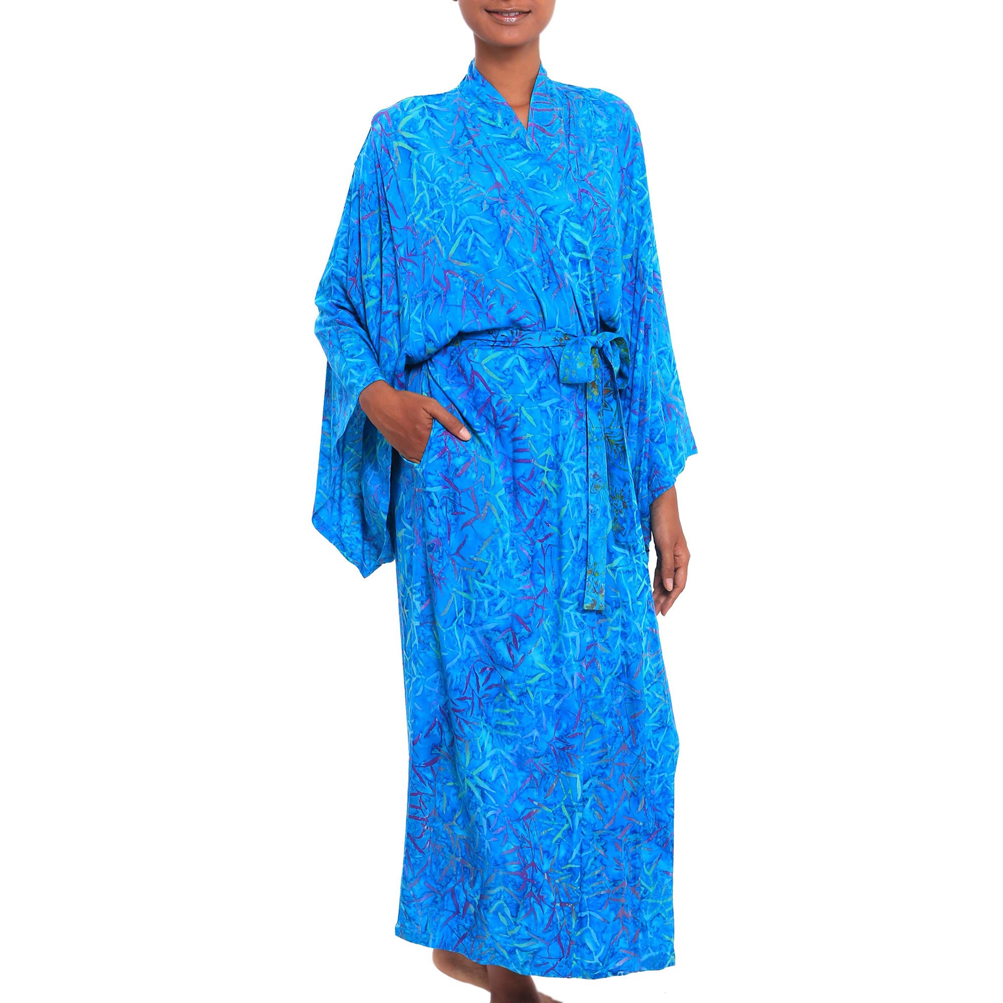 Premium Floral Breeze Batik Rayon Robe - Ultimate Comfort