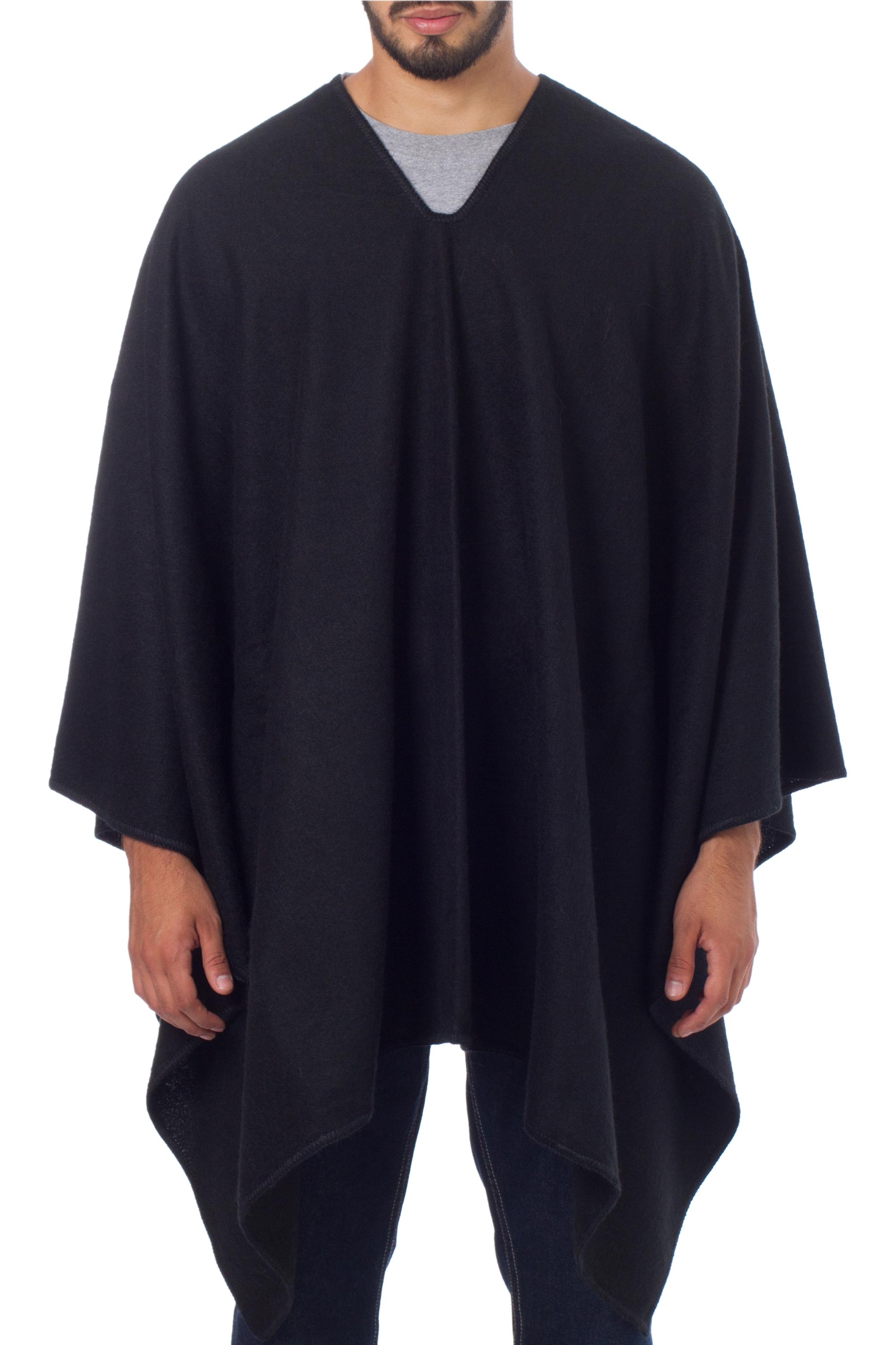 Premium Inca Explorer Men's Alpaca Blend Poncho - Ultimate Andean Comfort