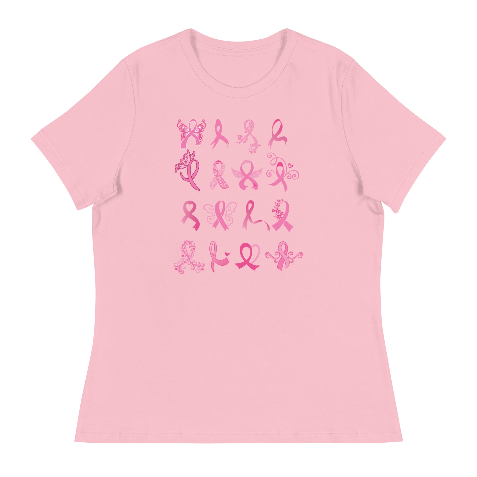 Premium Rows of Ribbons Women's Relaxed T-Shirt - Ultimate Comfort for Breast Cancer Awareness