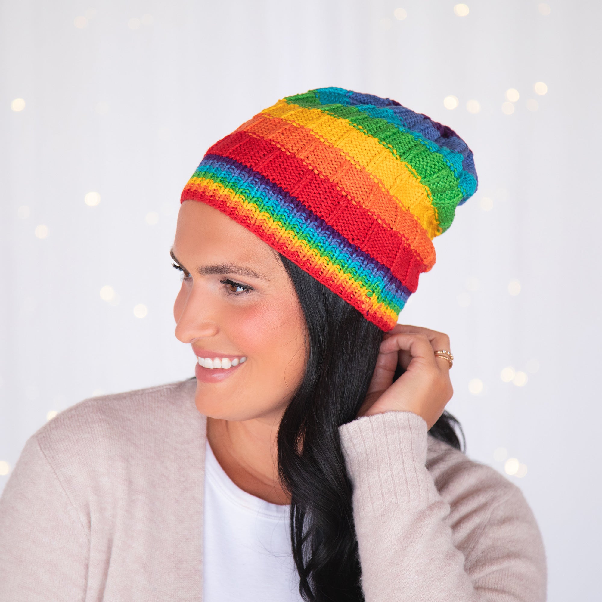 Premium Hand-Knit Rainbow Beanie - Ultimate Winter Style