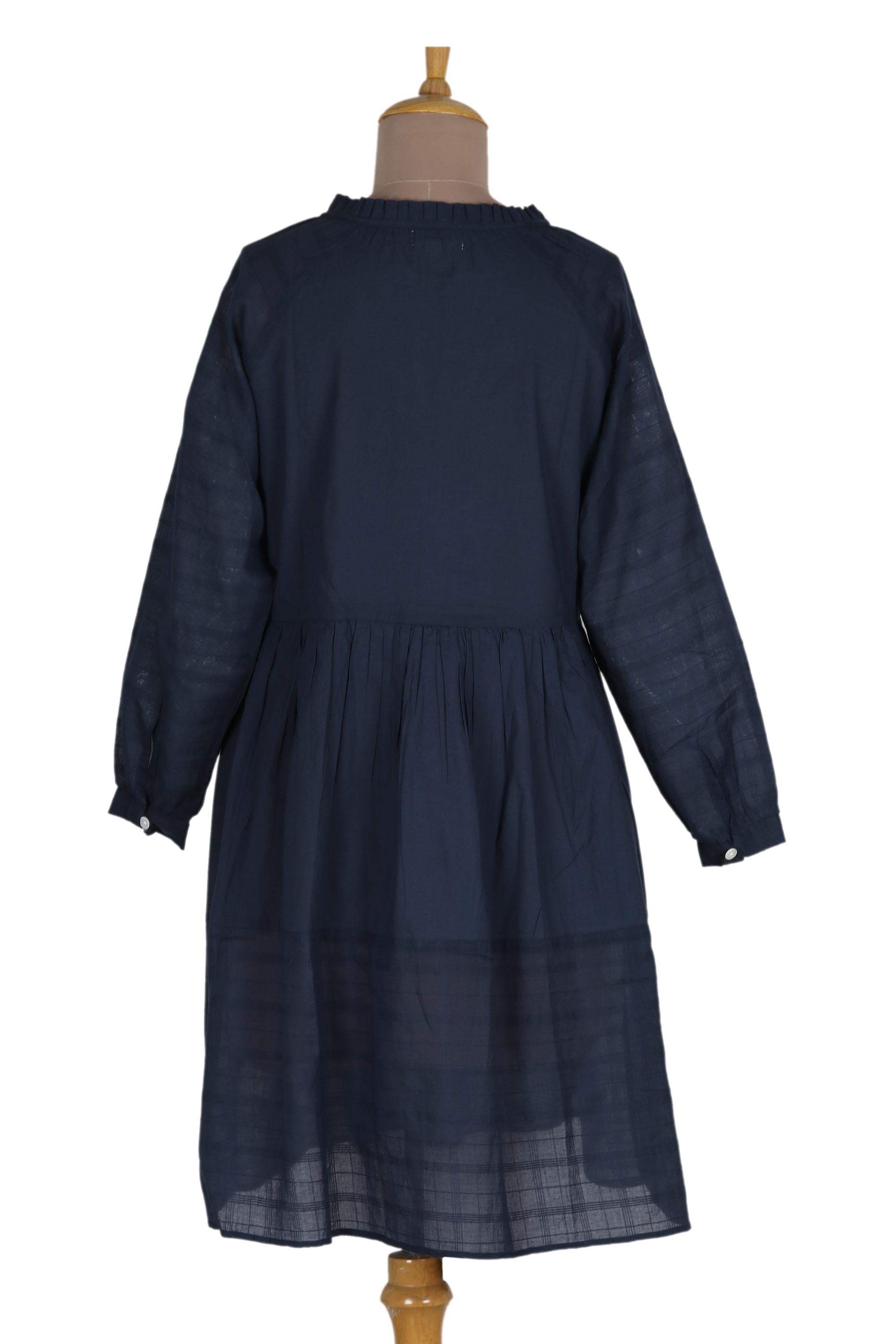 Ultimate Comfort Midnight Blue Cotton Babydoll Dress