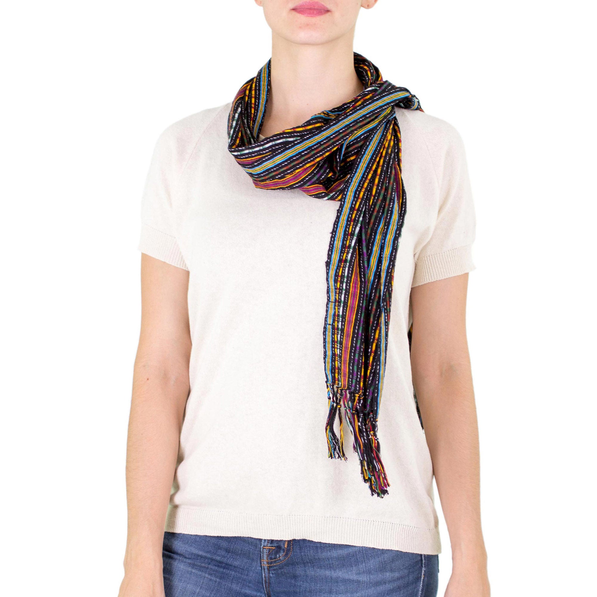 Premium Valley at Night Handwoven Cotton Scarf