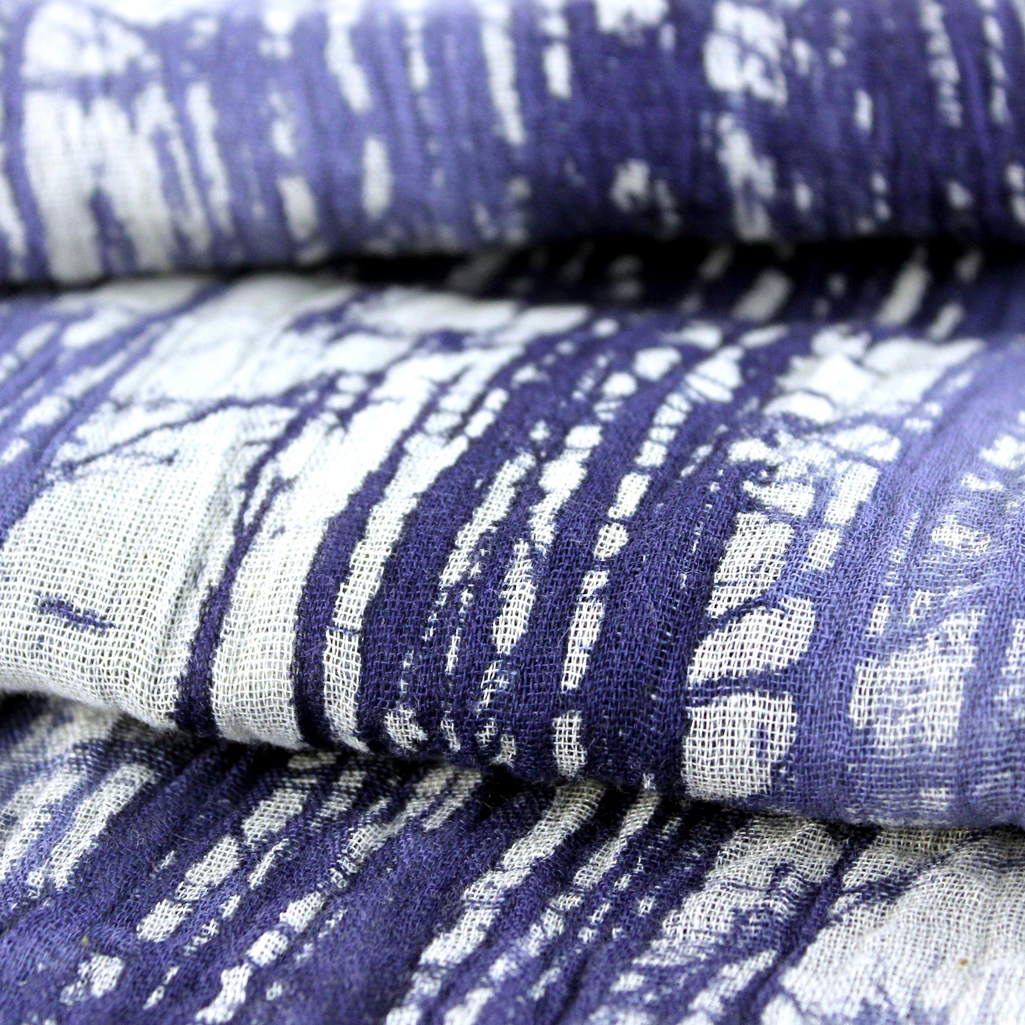 Premium Blue-Violet Iris Batik Cotton Scarf – Handcrafted in Thailand