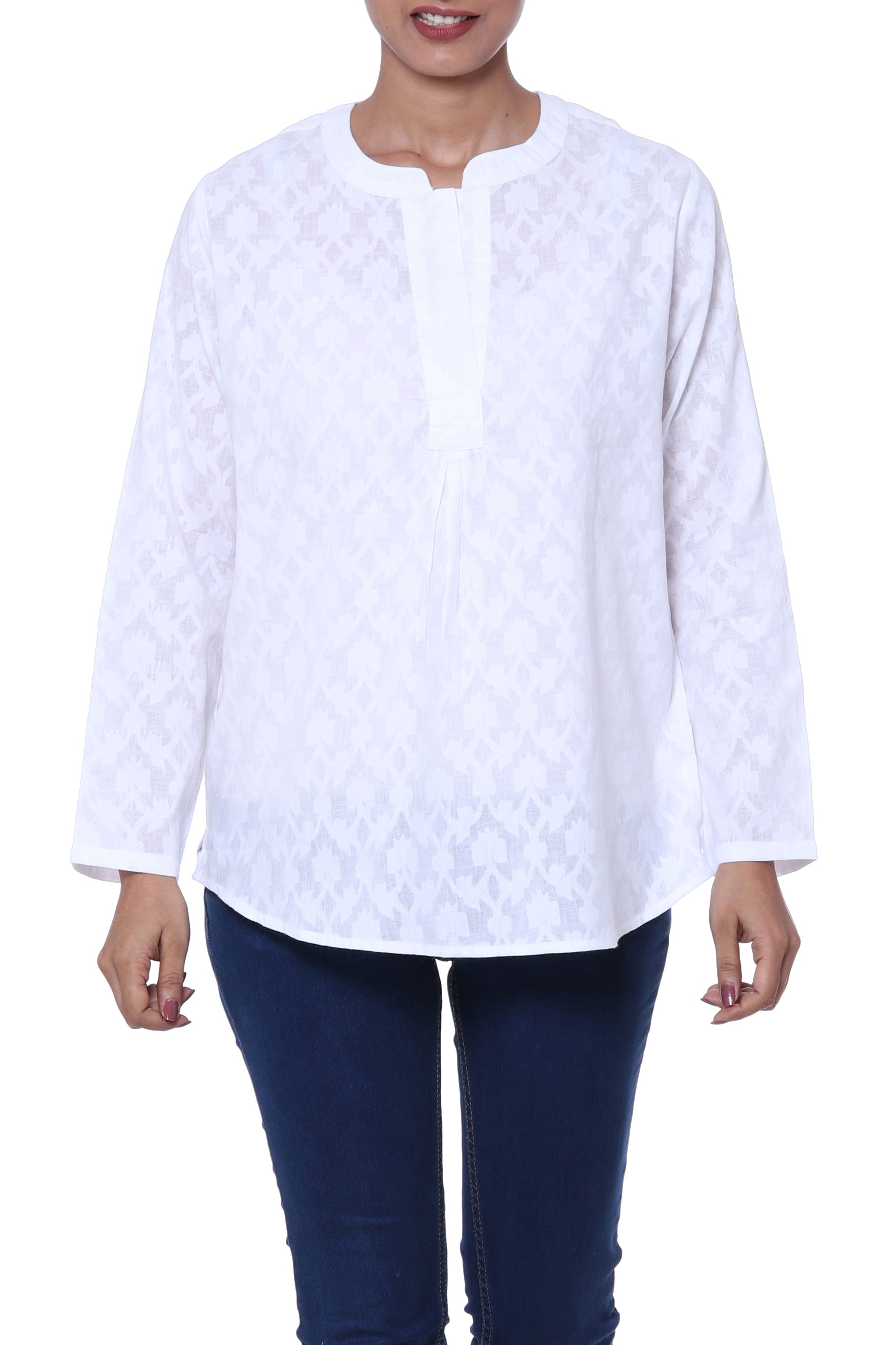 Premium Brocade Shadow Cotton Tunic - Ultimate Style & Comfort