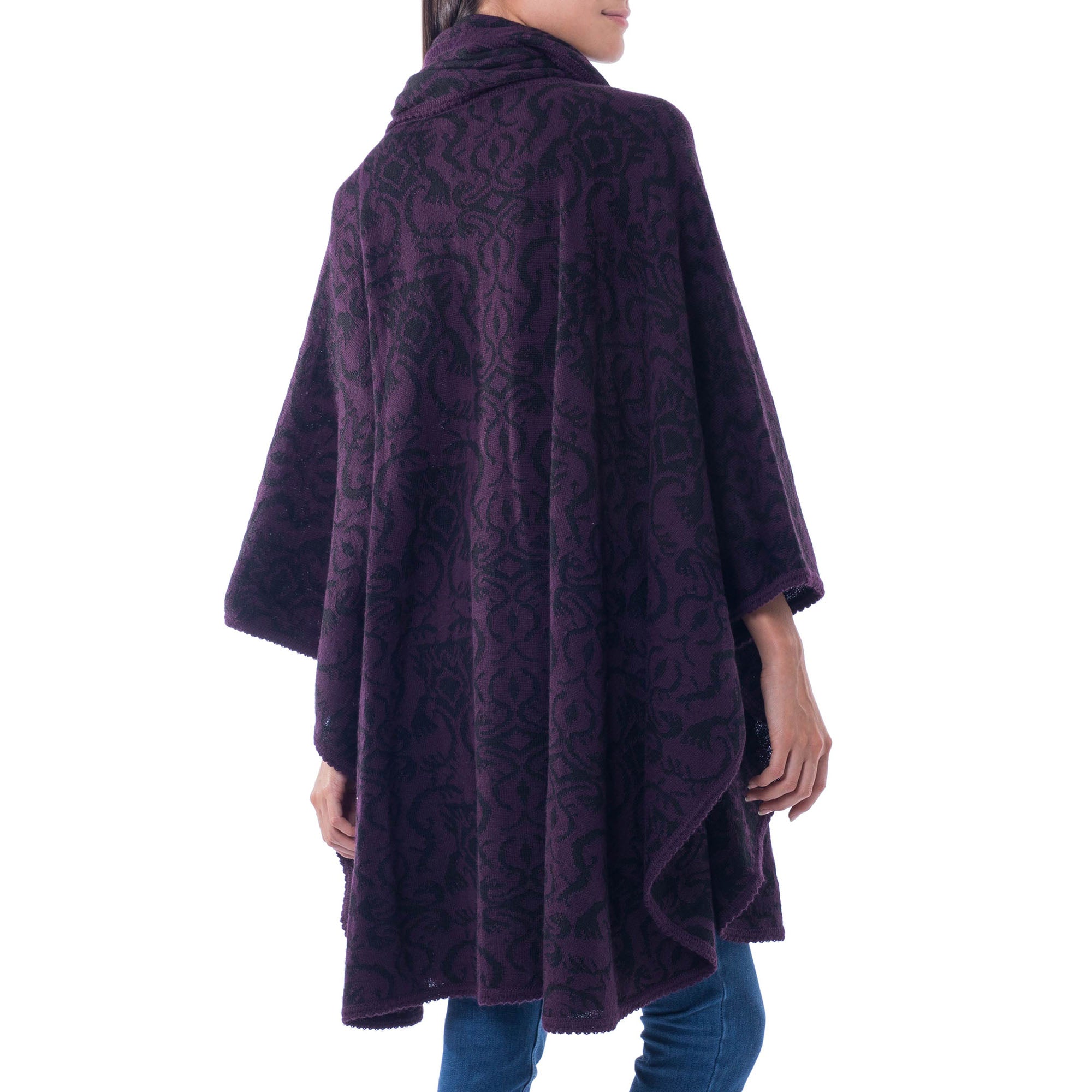 Premium Purple Alpaca Blend Ruana Cloak - Handmade in Peru