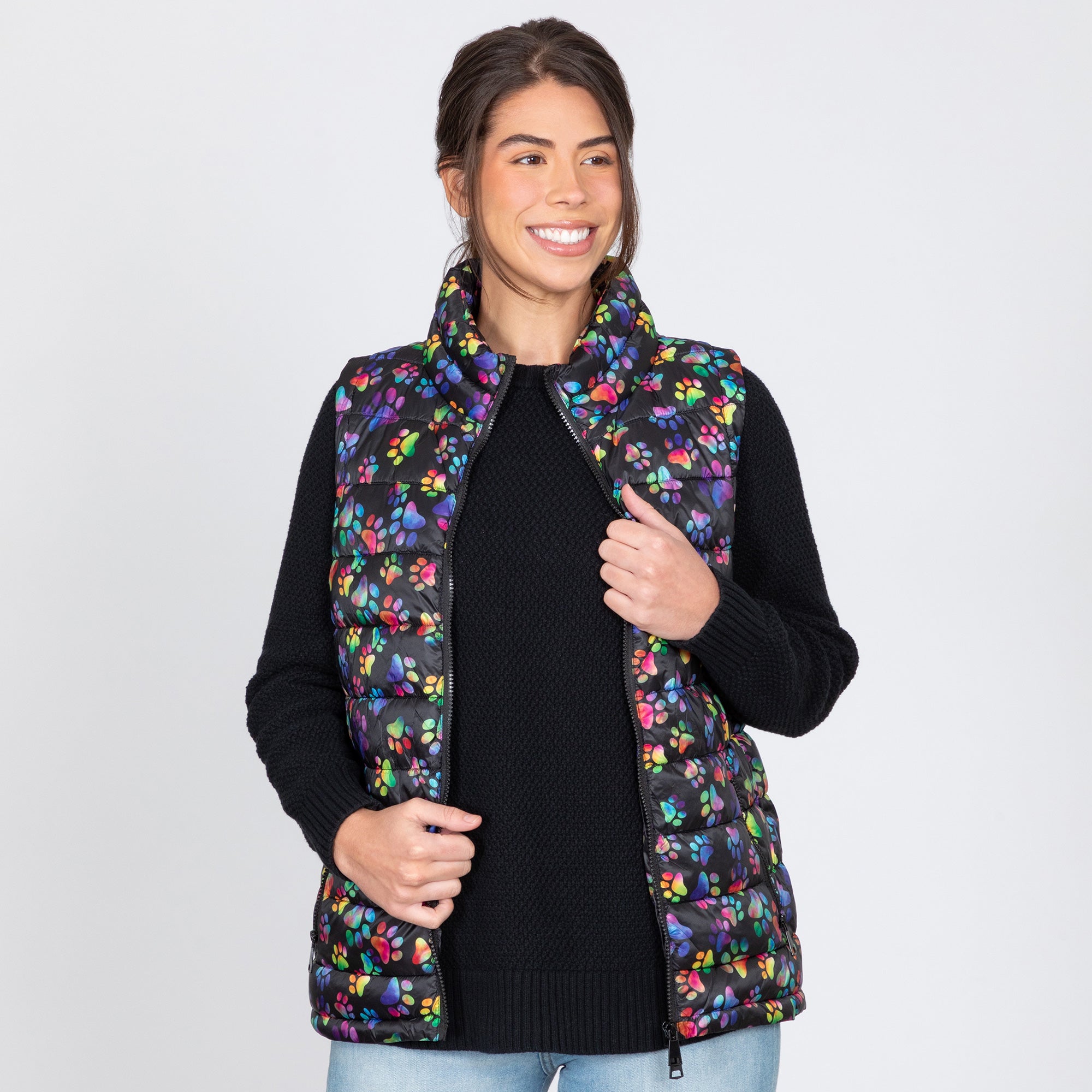 Ultimate Paw Print Quilted Nylon Vest - Bold & Bright