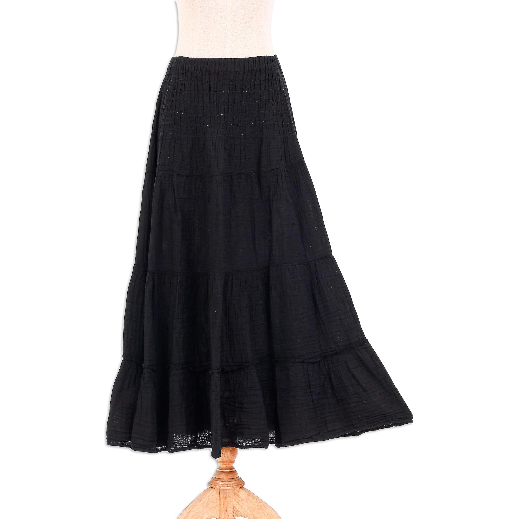 Premium Black Cotton Gauze Maxi Skirt - Ultimate Comfort & Style