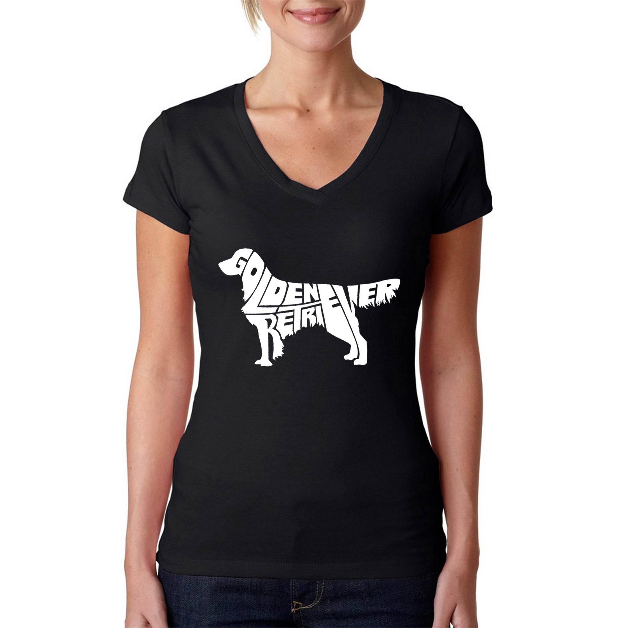 Premium Golden Retriever Lover's V-Neck T-Shirt - Women's Slim Fit