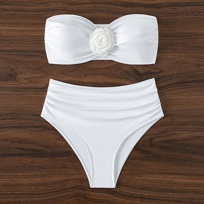 Premium Rosette High-Waist Bandeau Bikini Set - Ultimate Summer Style