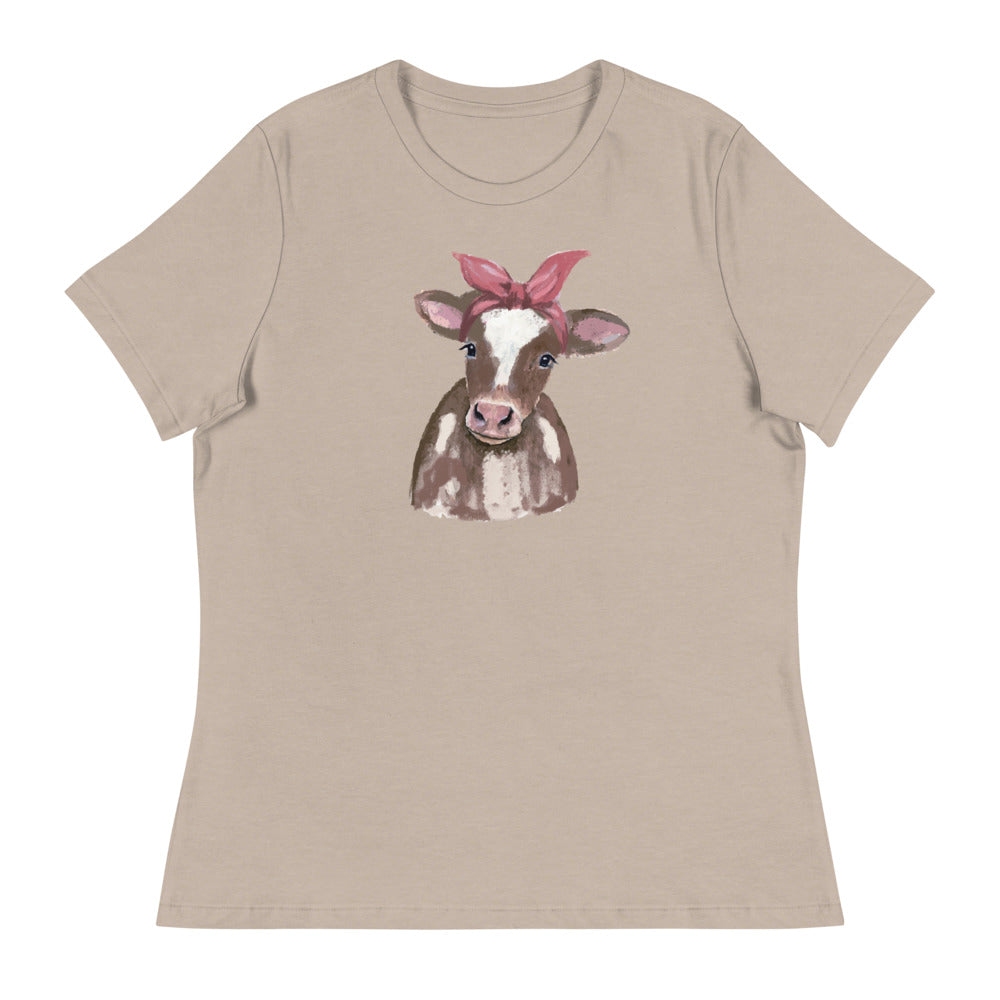 Premium Cow Print Relaxed Fit T-Shirt for Women