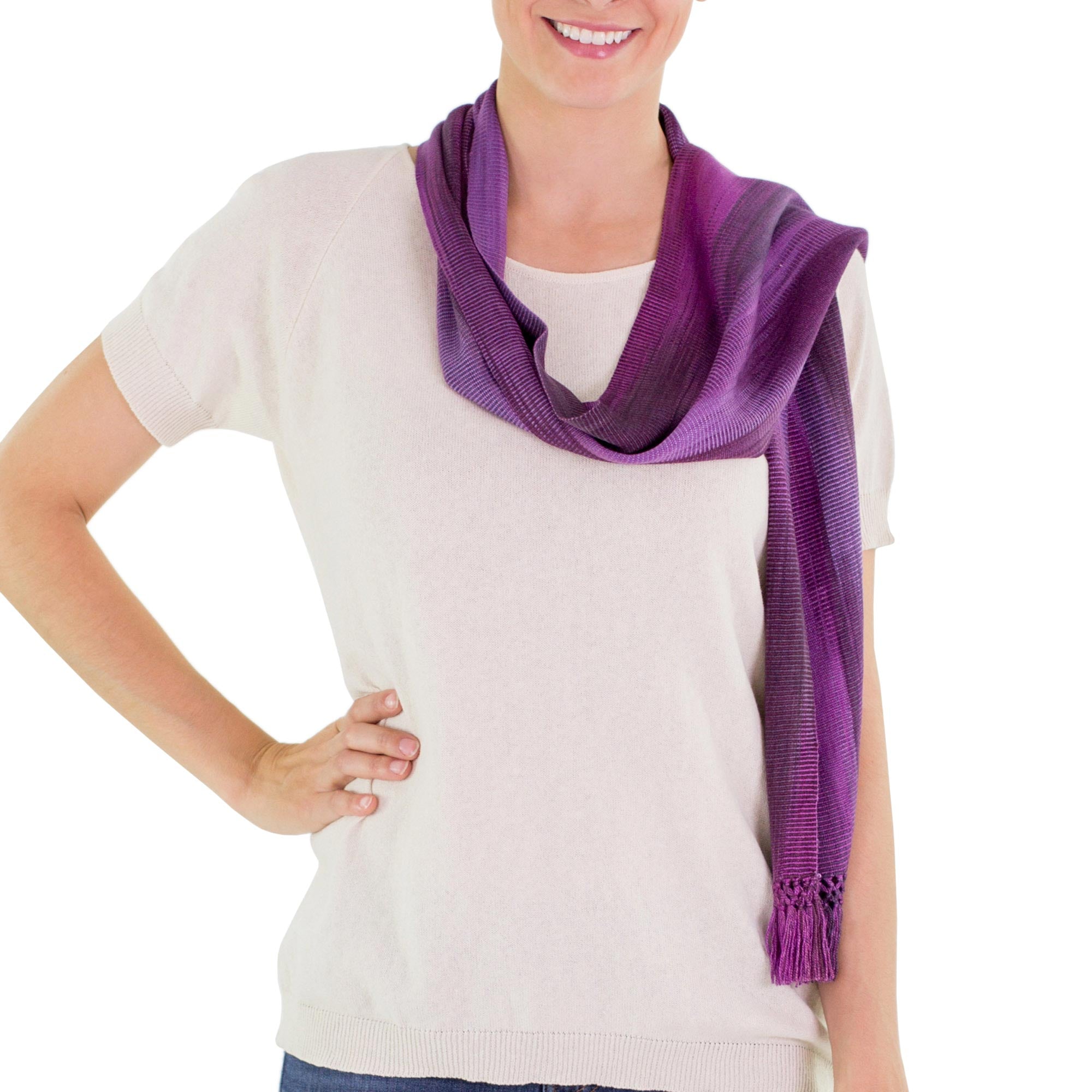 Premium Iridescent Lavender Handwoven Bamboo Rayon Scarf – Timeless Purple Elegance