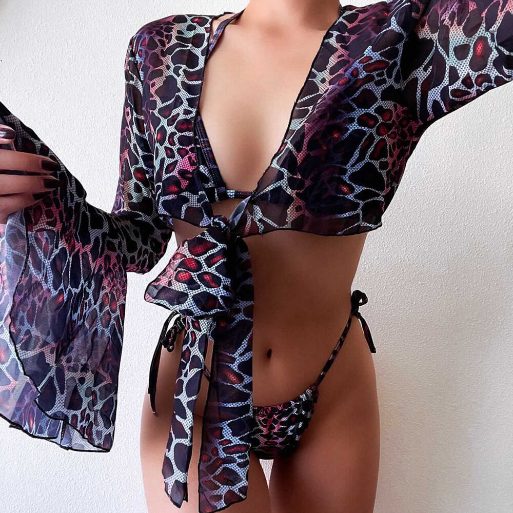 Ultimate Retro Print Bikini Set with Cover-Up