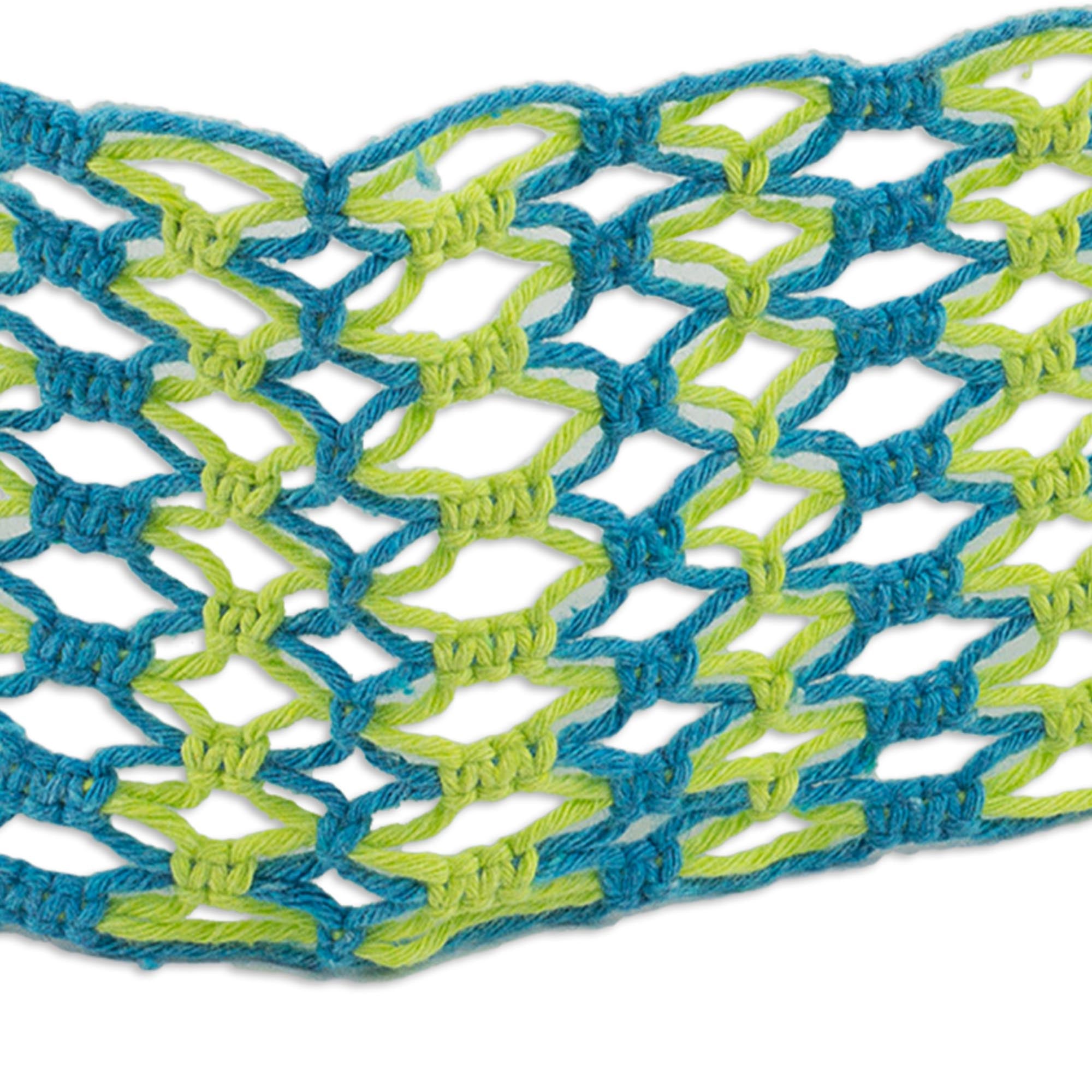 Premium Handcrafted Cotton Macramé Headband - Citron Yellow & Cyan Blue