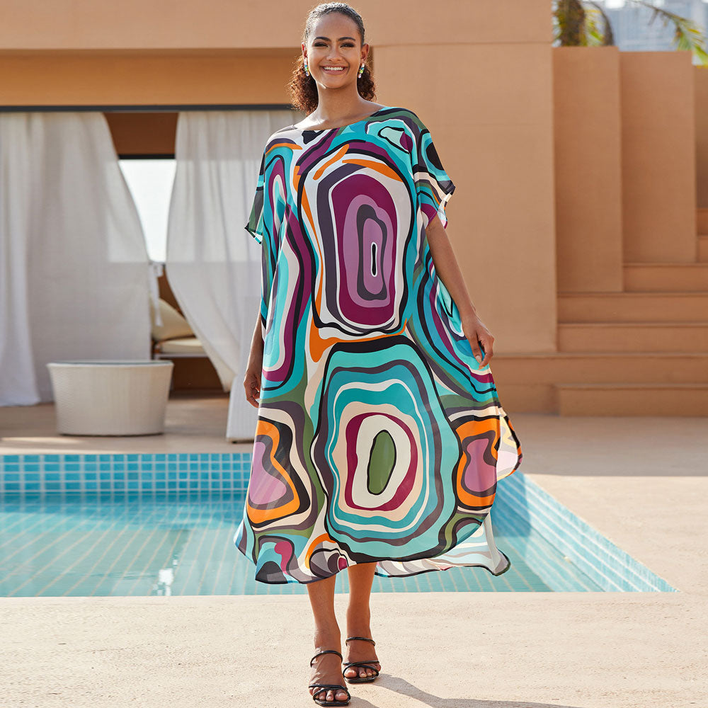 Premium Vibrant Printed Beach Caftan Cover-Up