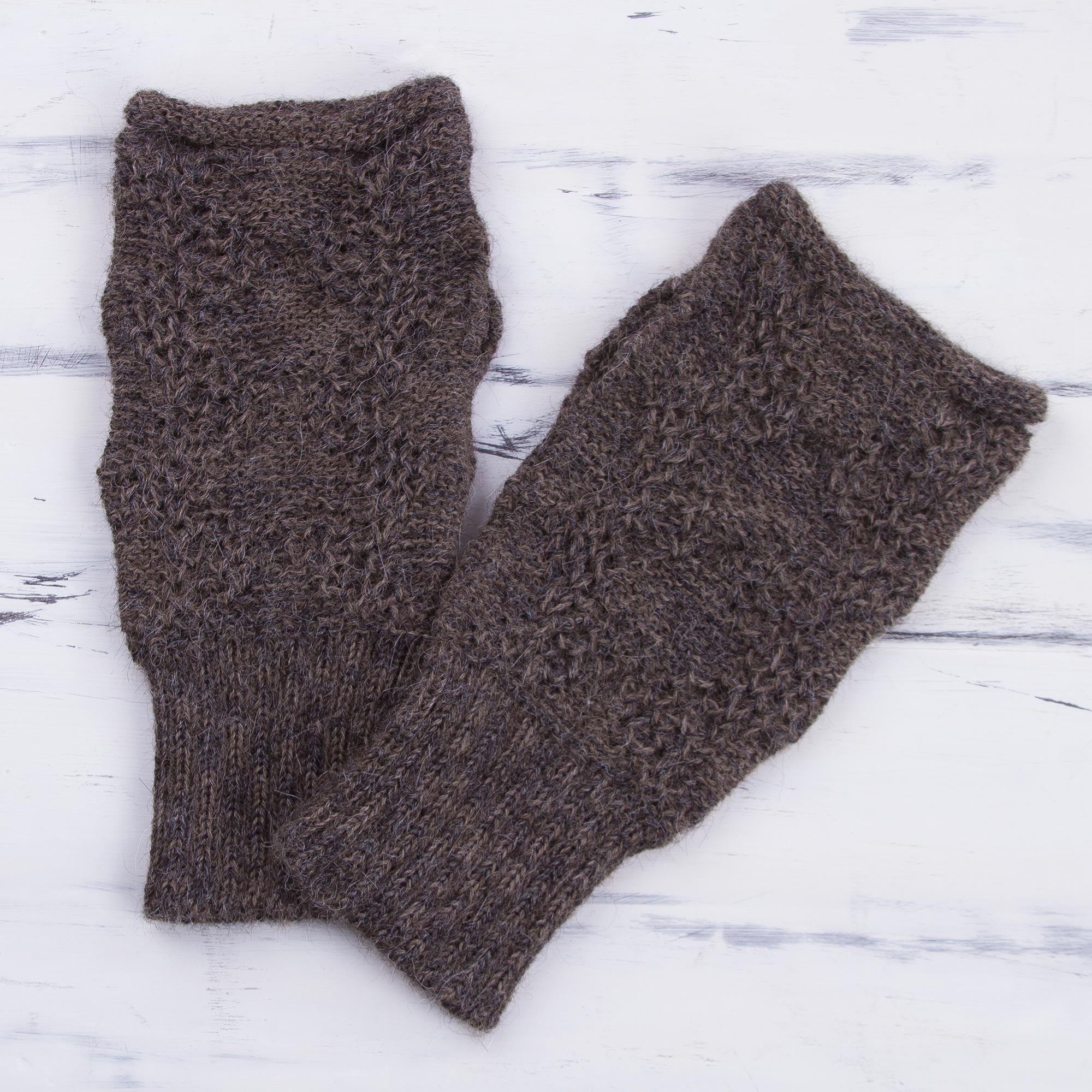 Premium Alpaca Fingerless Gloves - Urubamba Graphite Collection