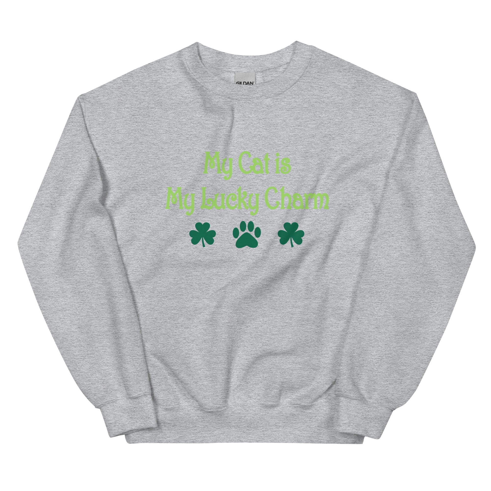 Premium 'My Cat Is My Lucky Charm' Crewneck Sweatshirt - Ultimate Comfort for Cat Lovers