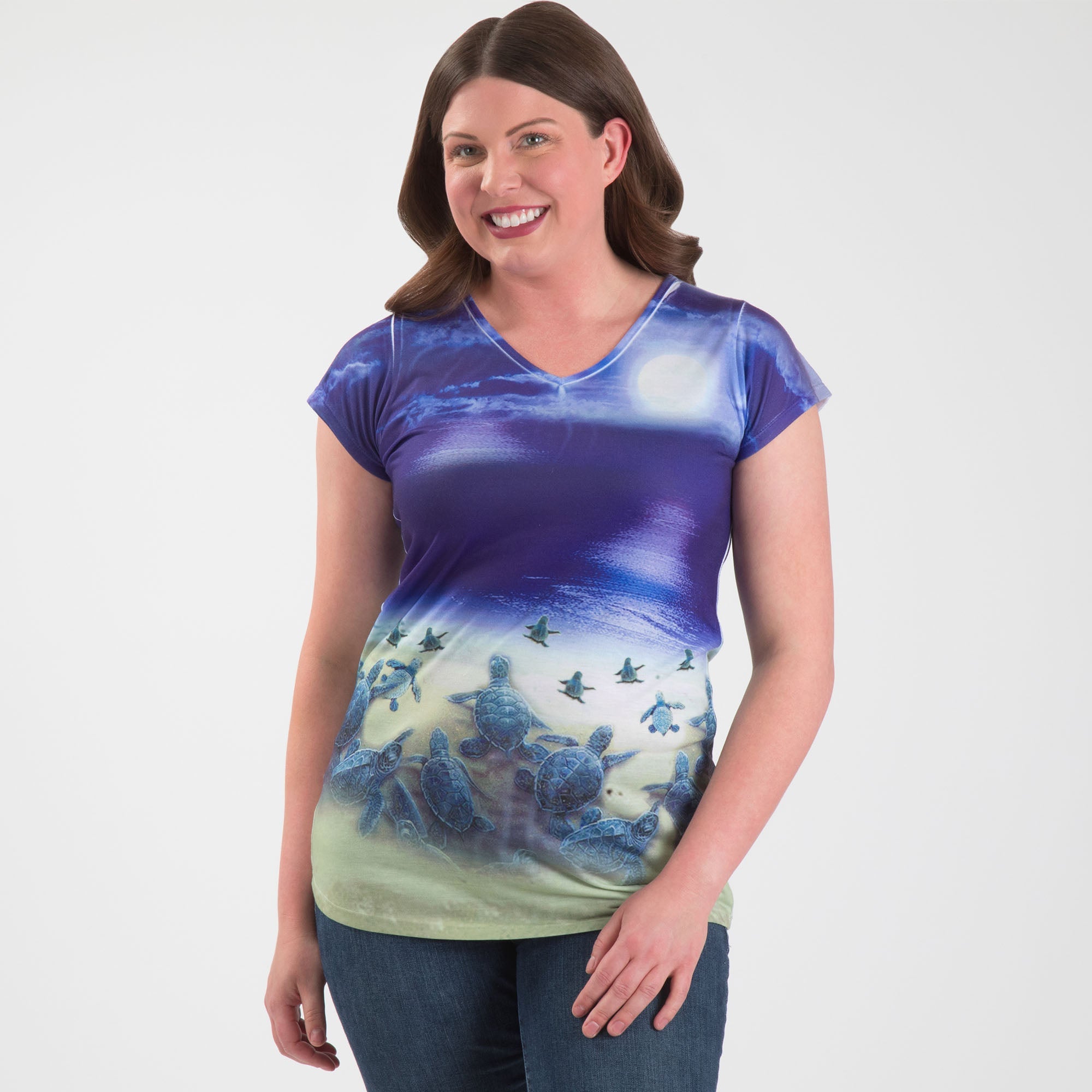 Premium Hatching Turtle Sublimation V-Neck Tee - Ultimate Comfort & Style