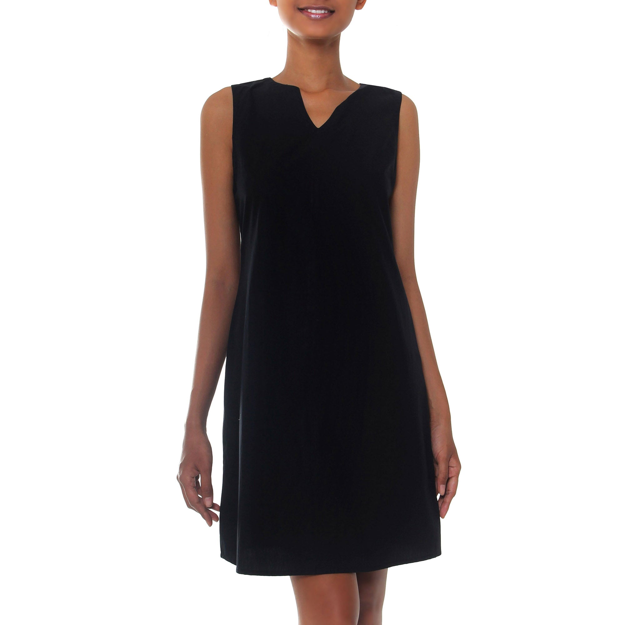 Premium Black Cotton Shift Dress by Lily - Timeless Elegance