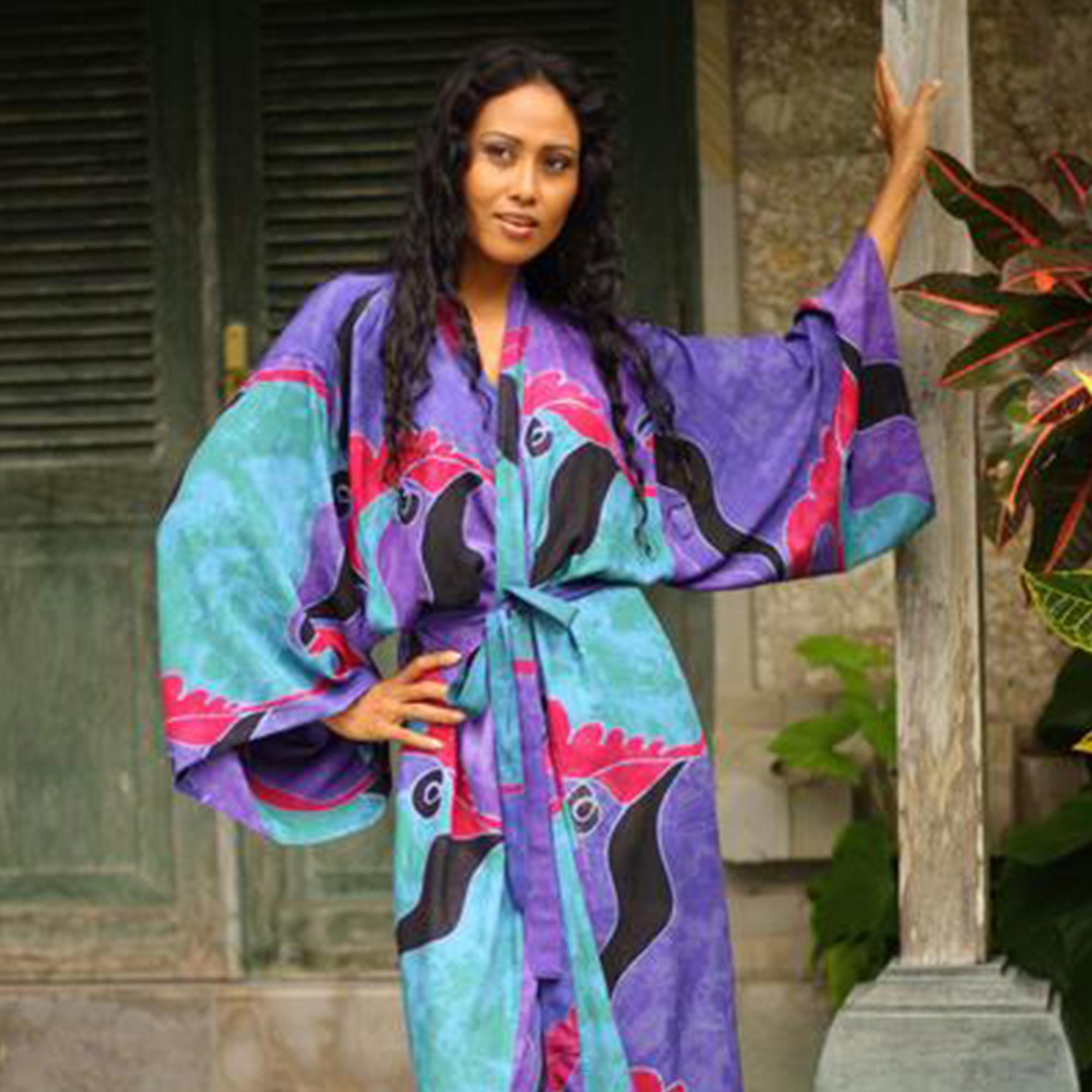 Premium Handpainted Batik Long Robe - Unique Artisanal Design