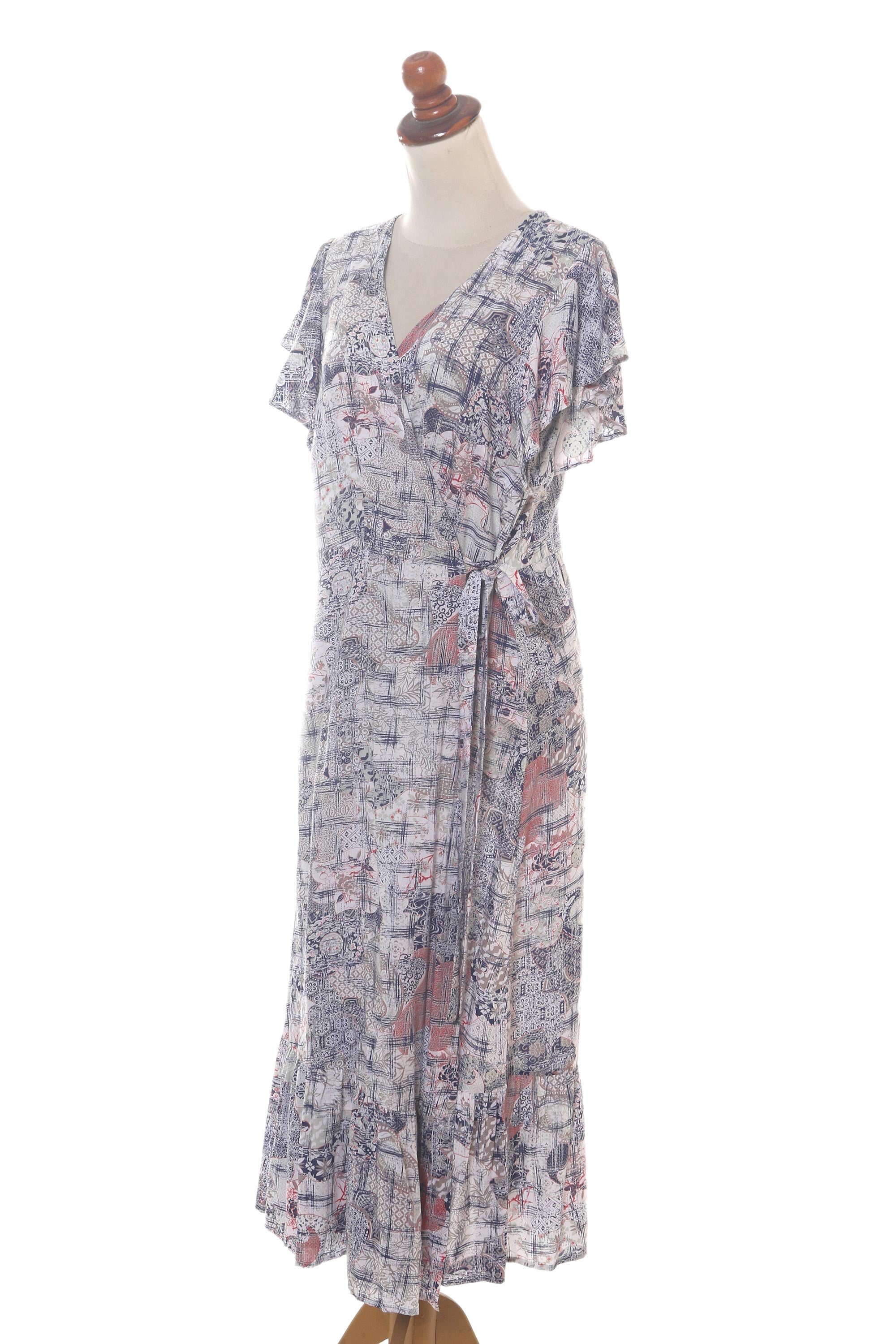 Premium Wijaya Kusuma Rayon Wrap Dress - Bali-Inspired Elegance