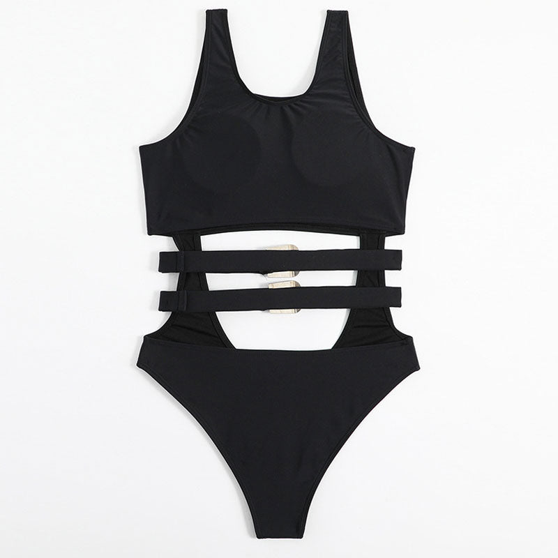 Ultimate High-Leg Cheeky Metallic Belt Cutout One-Piece Swimsuit