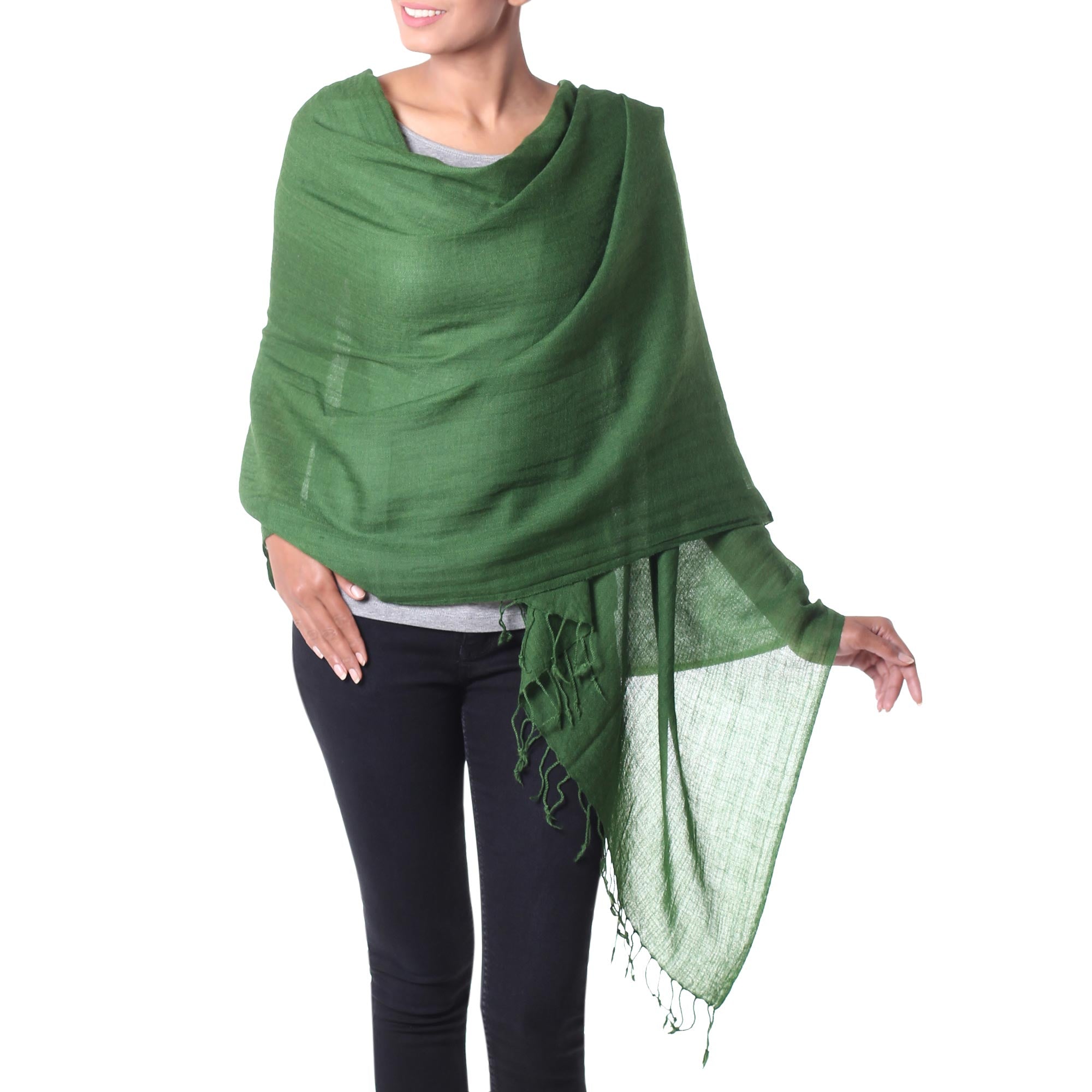 Premium Lime Green Muse Handmade Wool Shawl - Ultimate Elegance