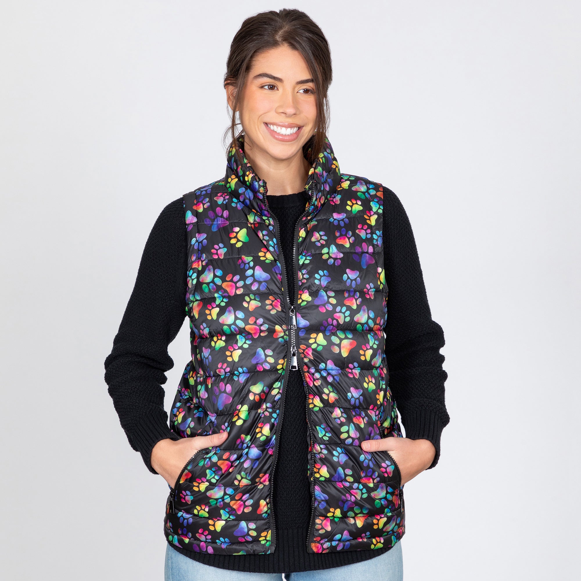 Ultimate Paw Print Quilted Nylon Vest - Bold & Bright