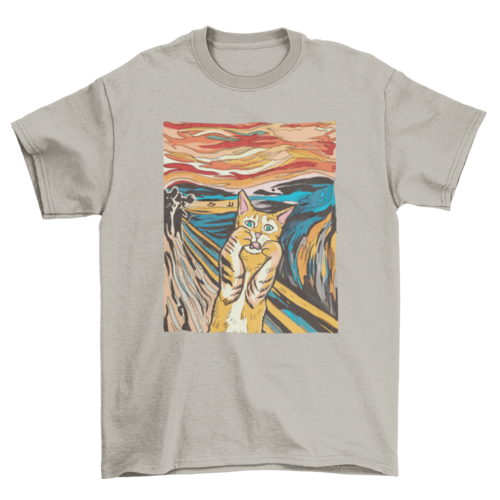 Premium The Scream Parody Cat T-Shirt - Ultimate Art & Humor Blend