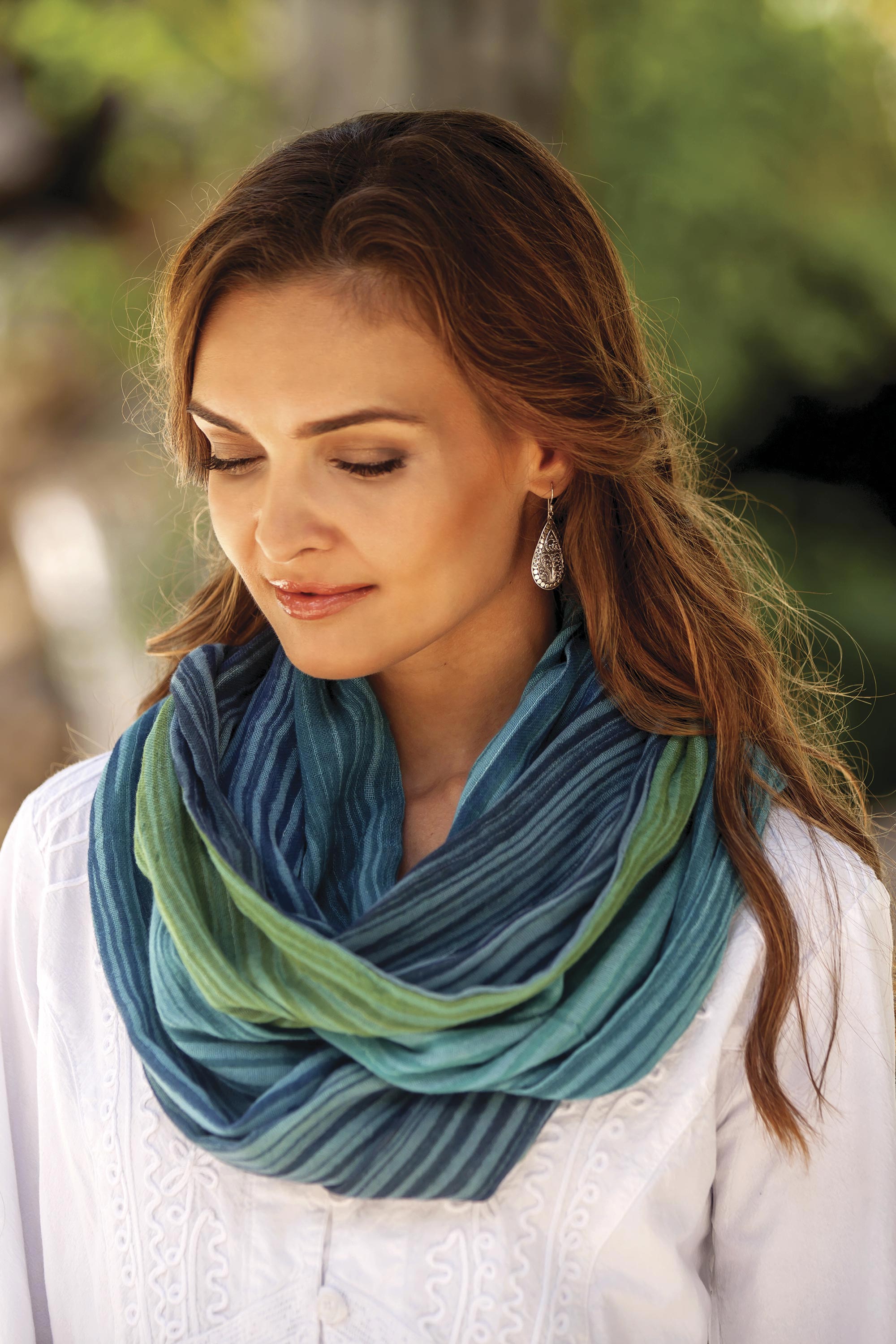 Premium Handwoven Cotton Infinity Scarf – Seaside Breezes Collection