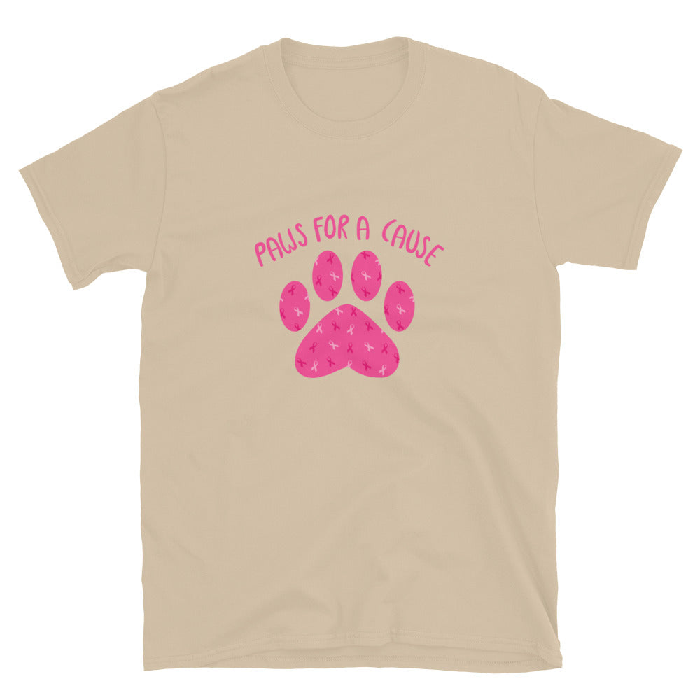 Premium Pink Ribbon Paw Print Tee - Support Breast Cancer Awareness