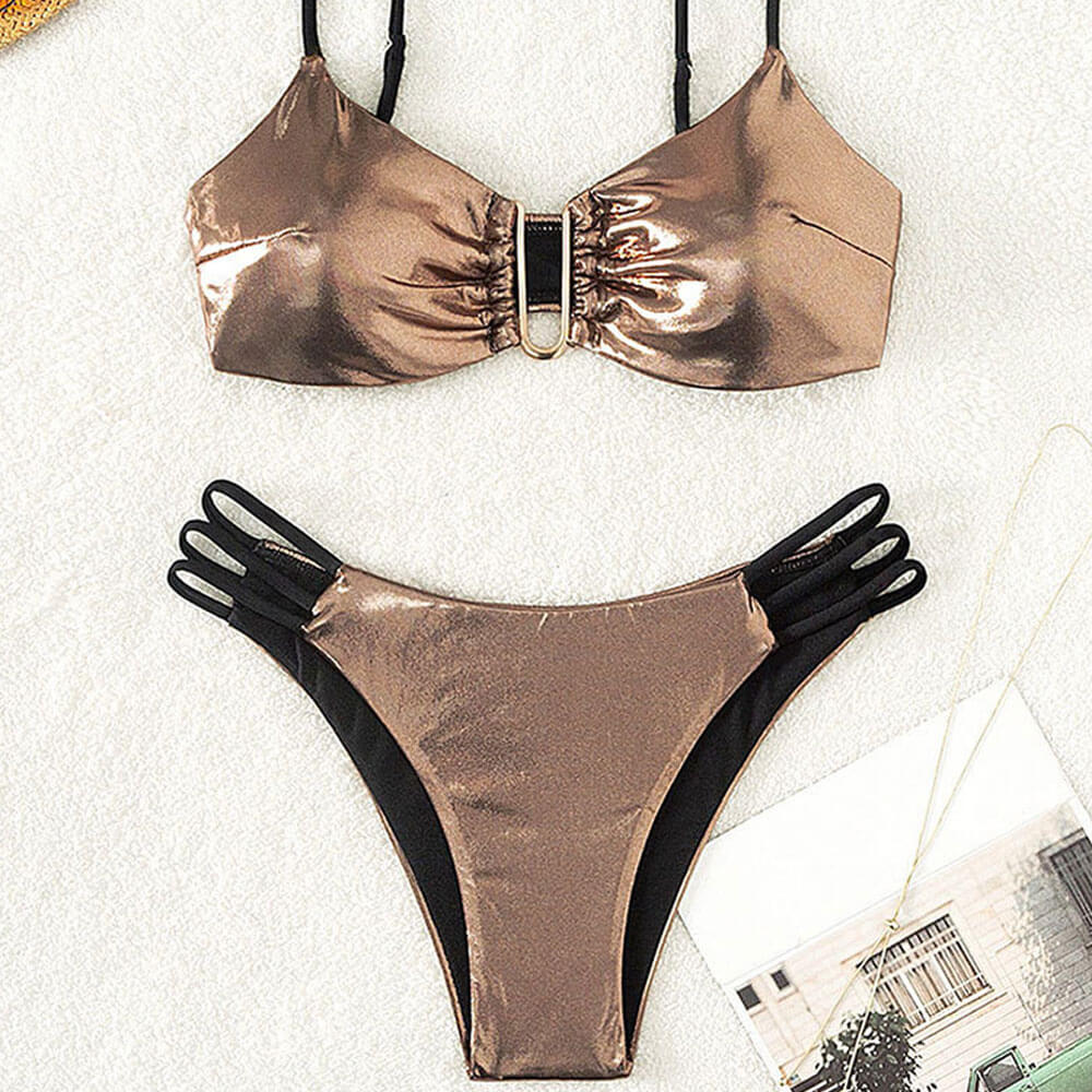 Ultimate Metallic Glamour U-Wire Bralette & Cheeky Bikini Set