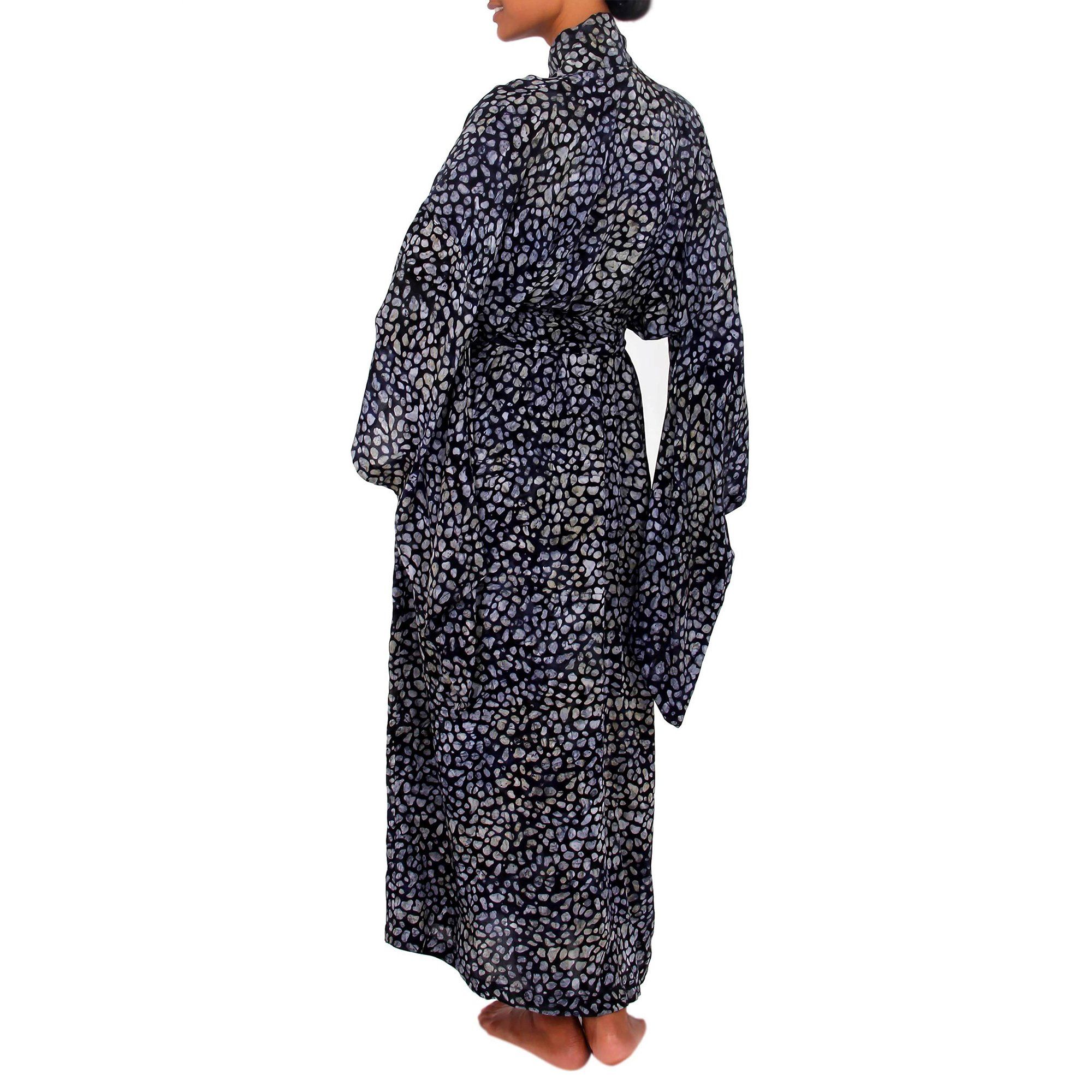 Premium Handcrafted Batik Kimono Robe - Grey Elegance