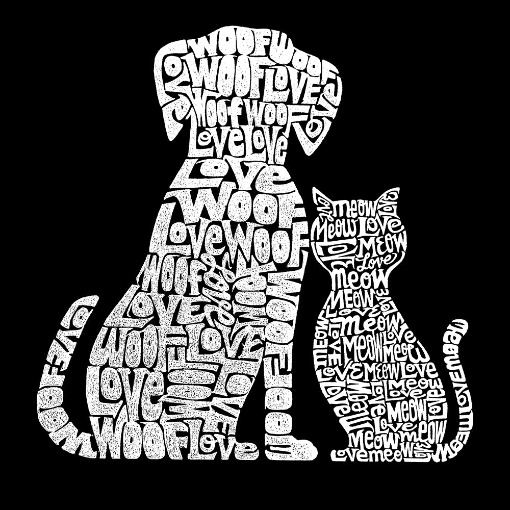 Premium Women's Word Art T-Shirt - Dogs & Cats Design