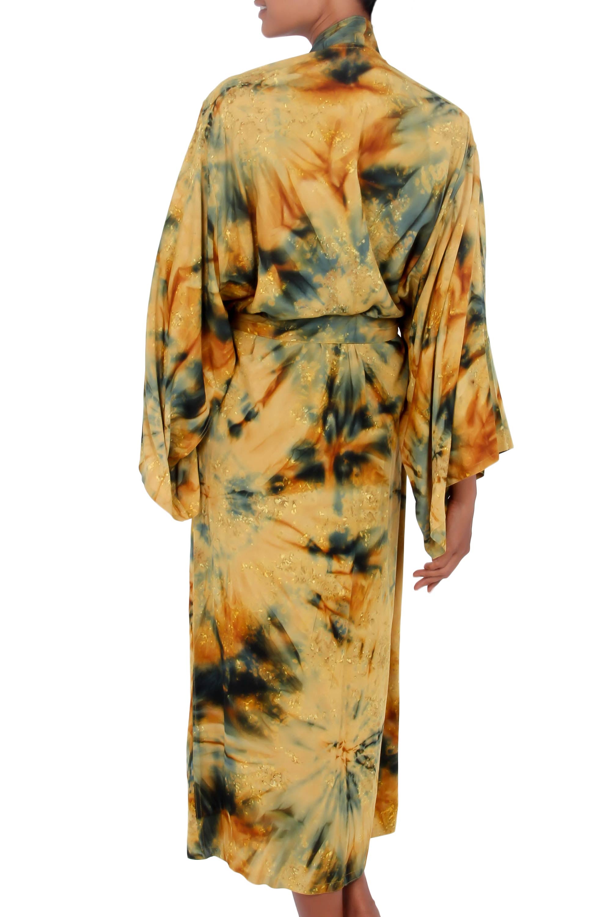 Premium Golden Firebirds Handpainted Batik Robe for Women