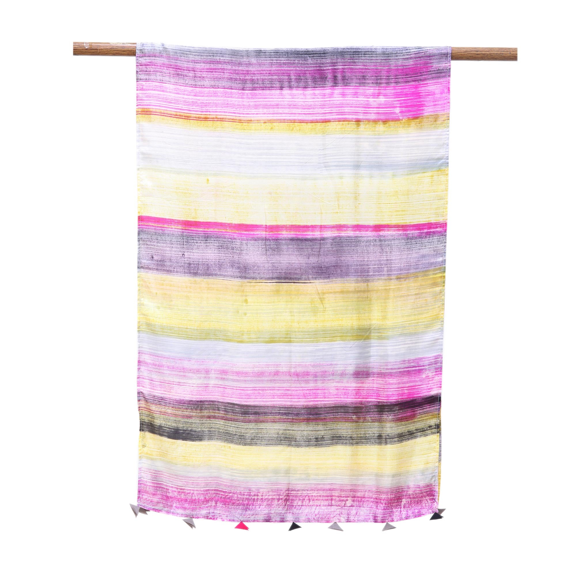 Premium Hand-Painted Silk Shawl - Fuchsia & Multi-Color Stripes