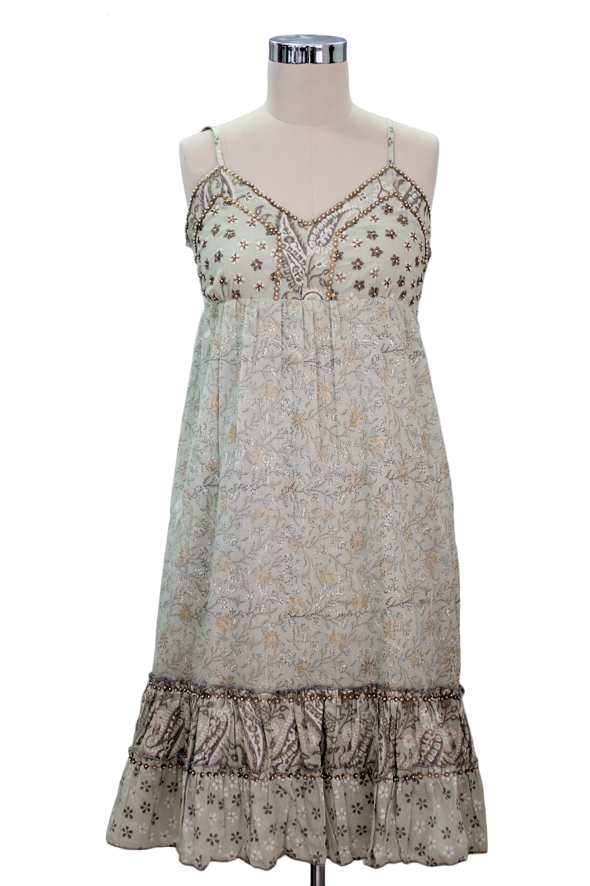 Premium Summer Boho Floral Sundress with Beaded Accents