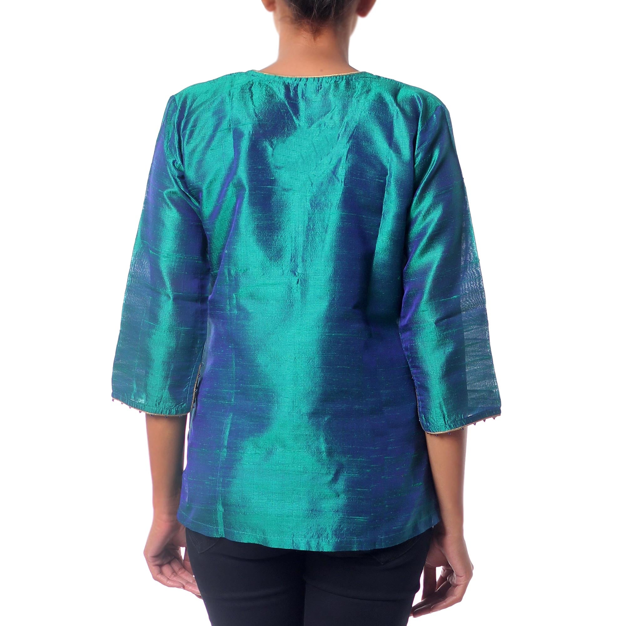 Premium Emerald Empress Silk Tunic - Handcrafted Luxury