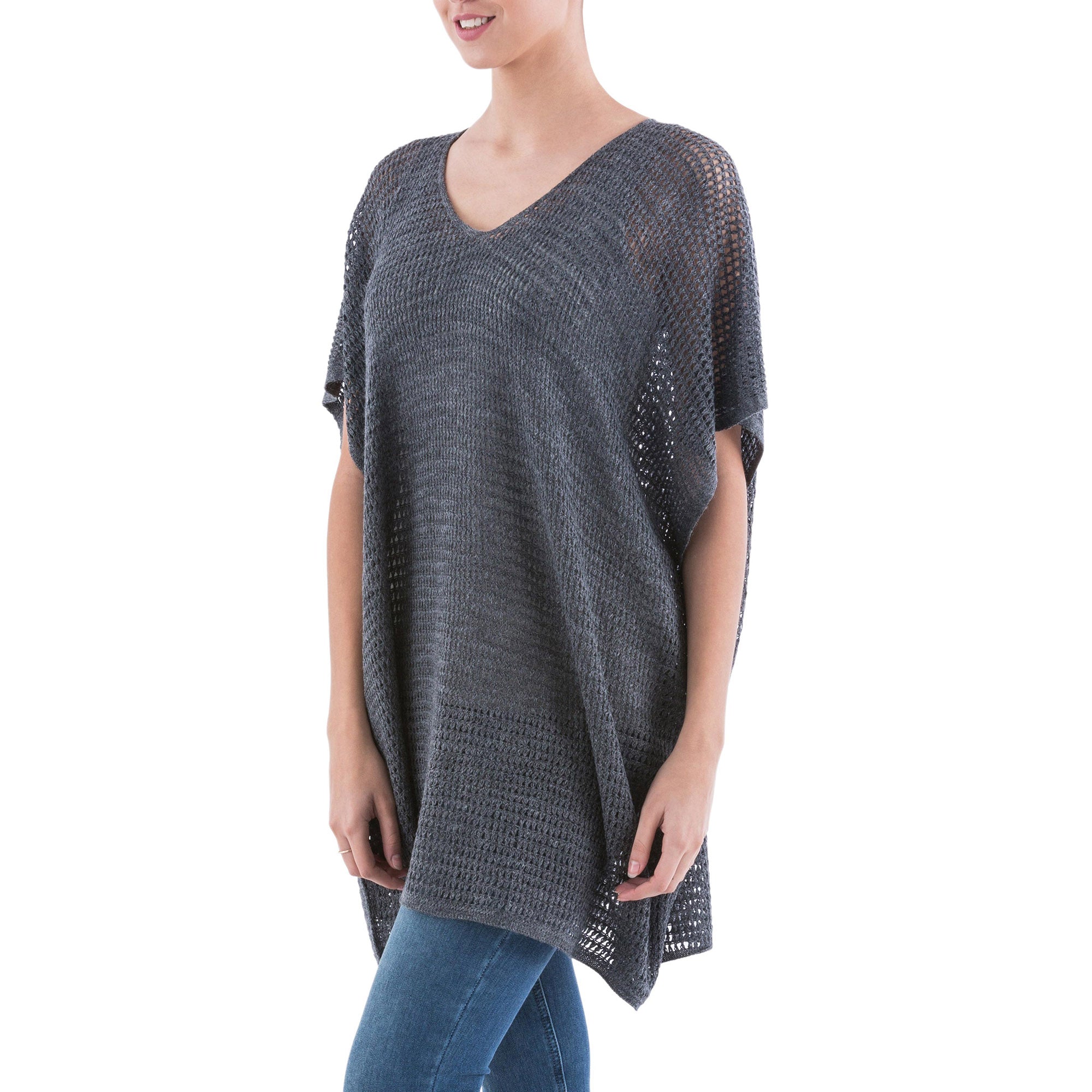 Premium Grey Dreamcatcher Knit Tunic - Handmade in Peru