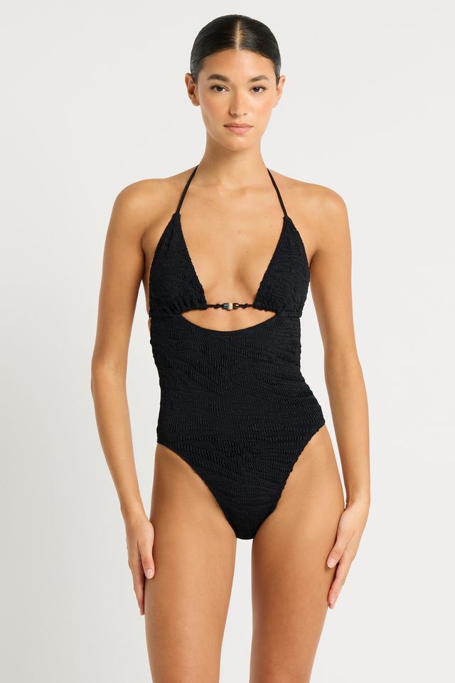 Premium Bound by Bond-Eye Beaded One-Piece Swimsuit in Black Tiger