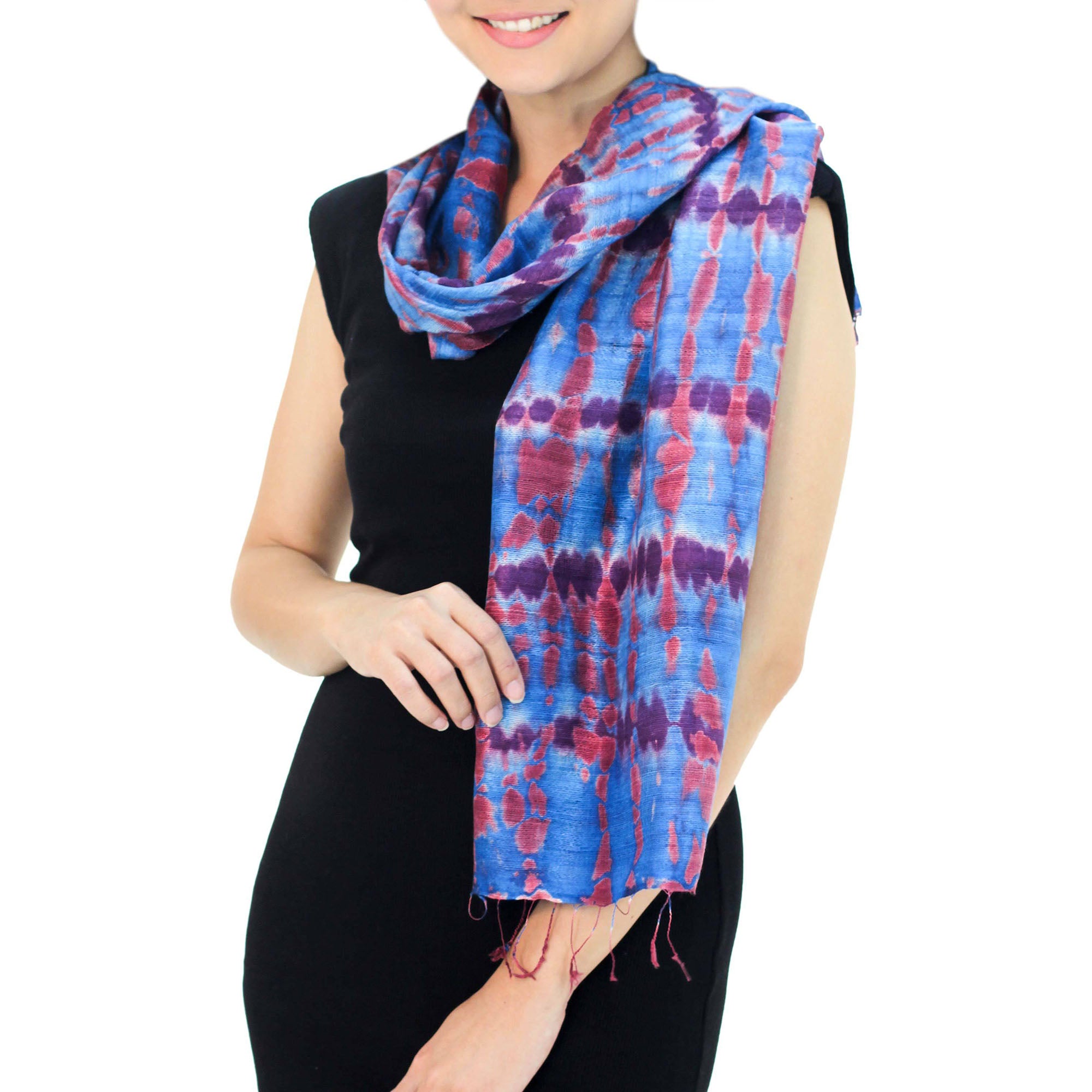 Premium Azure Wilderness Silk Scarf - Handmade Luxury