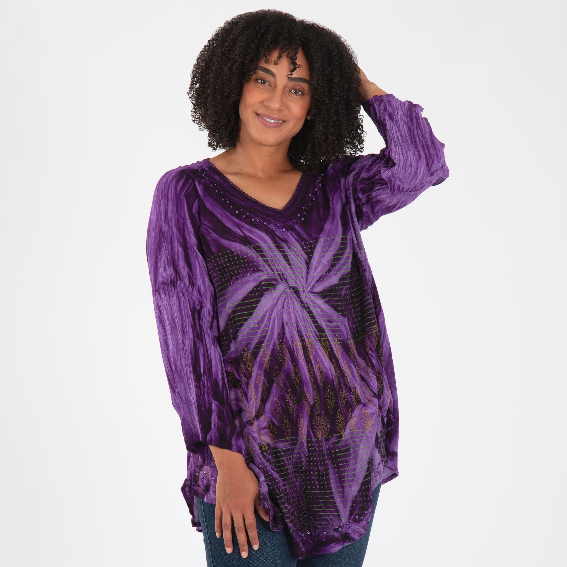 Premium Morning Glory Embroidered Tunic