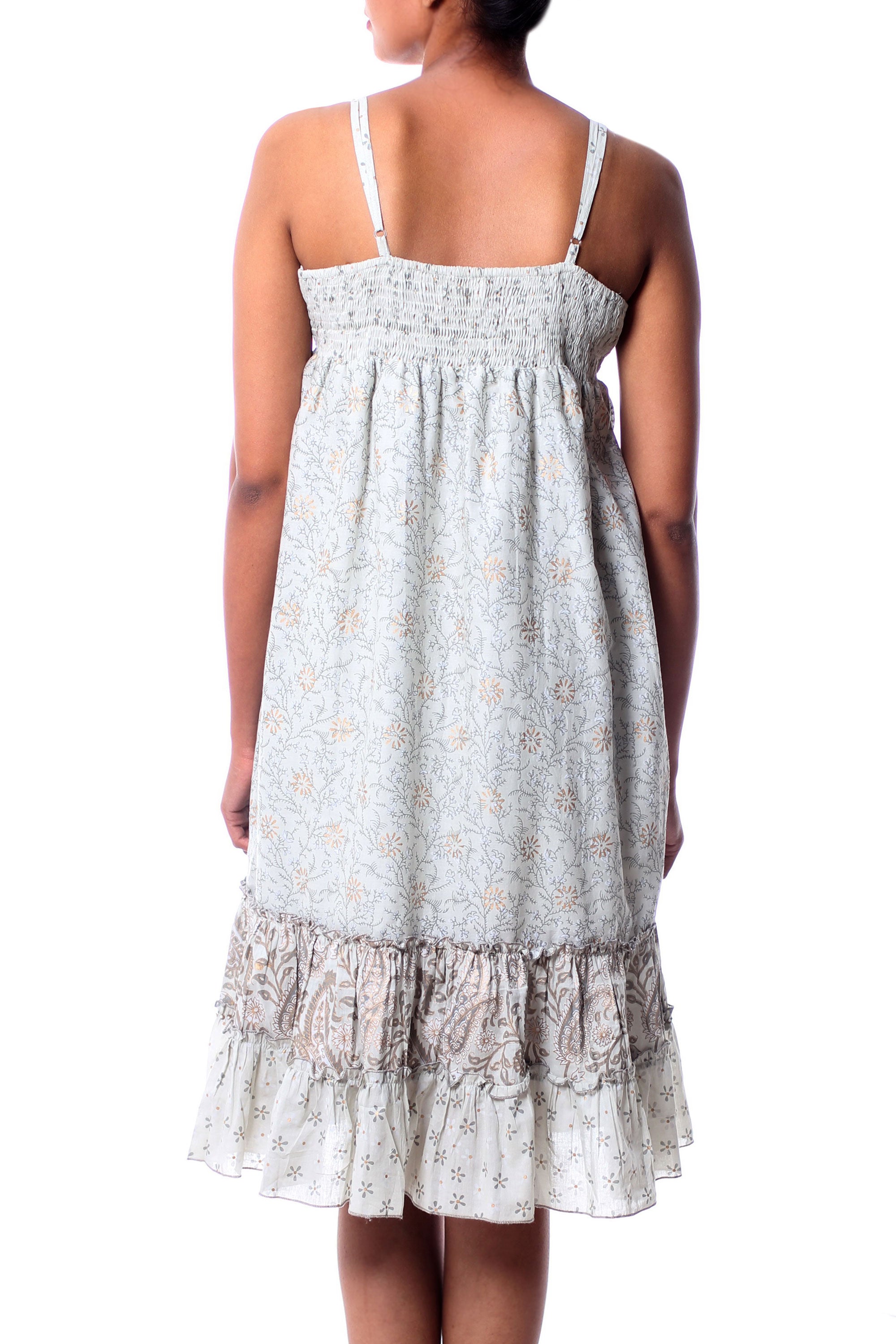 Premium Summer Boho Floral Sundress with Beaded Accents