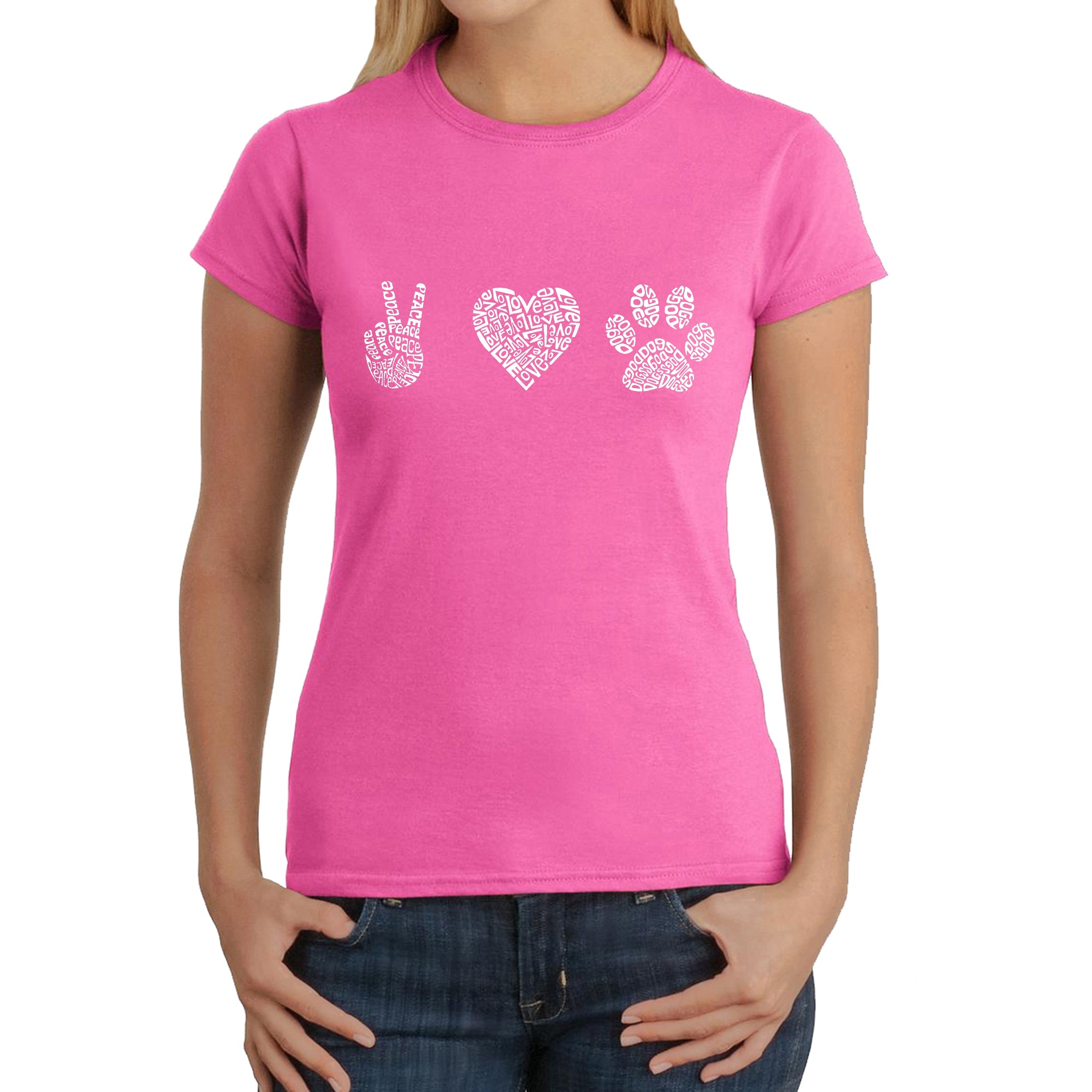 Premium Peace Love Dogs Women's Word Art T-Shirt - Ultimate Dog Lover Tee