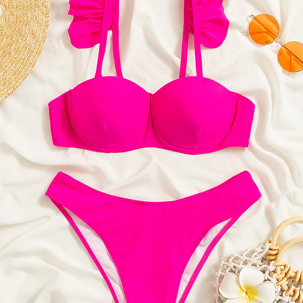 Ultimate Cute High-Cut Ruffle Brazilian Bikini Set